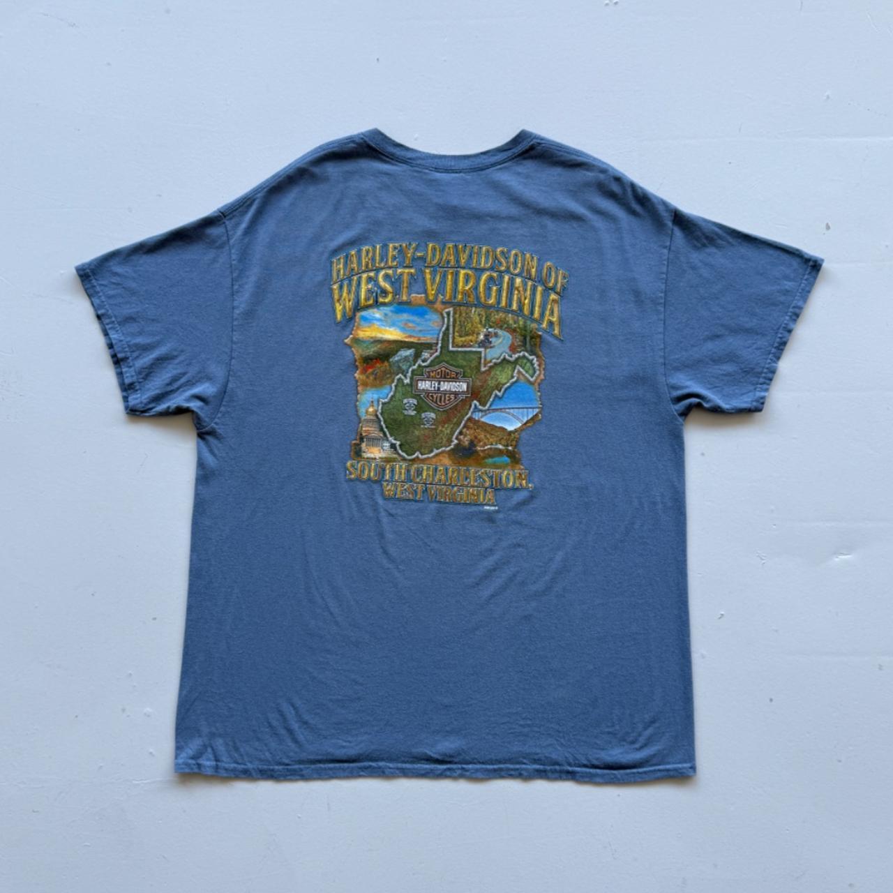 Pale Blue Harley Davidson 90s Vintage Graphic T-shirt - XL