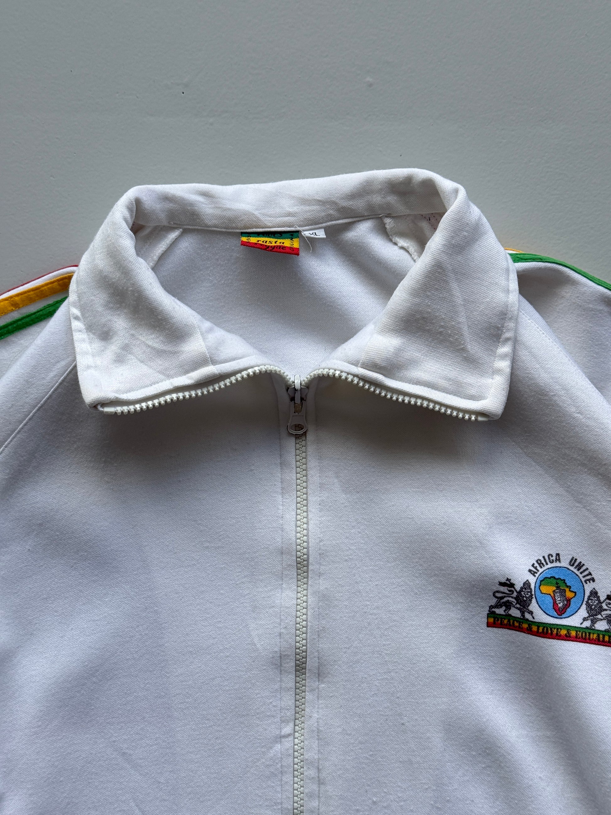 White Africa Unite 90's Vintage Full Zip Rastafari Graphic Jacket - XL
