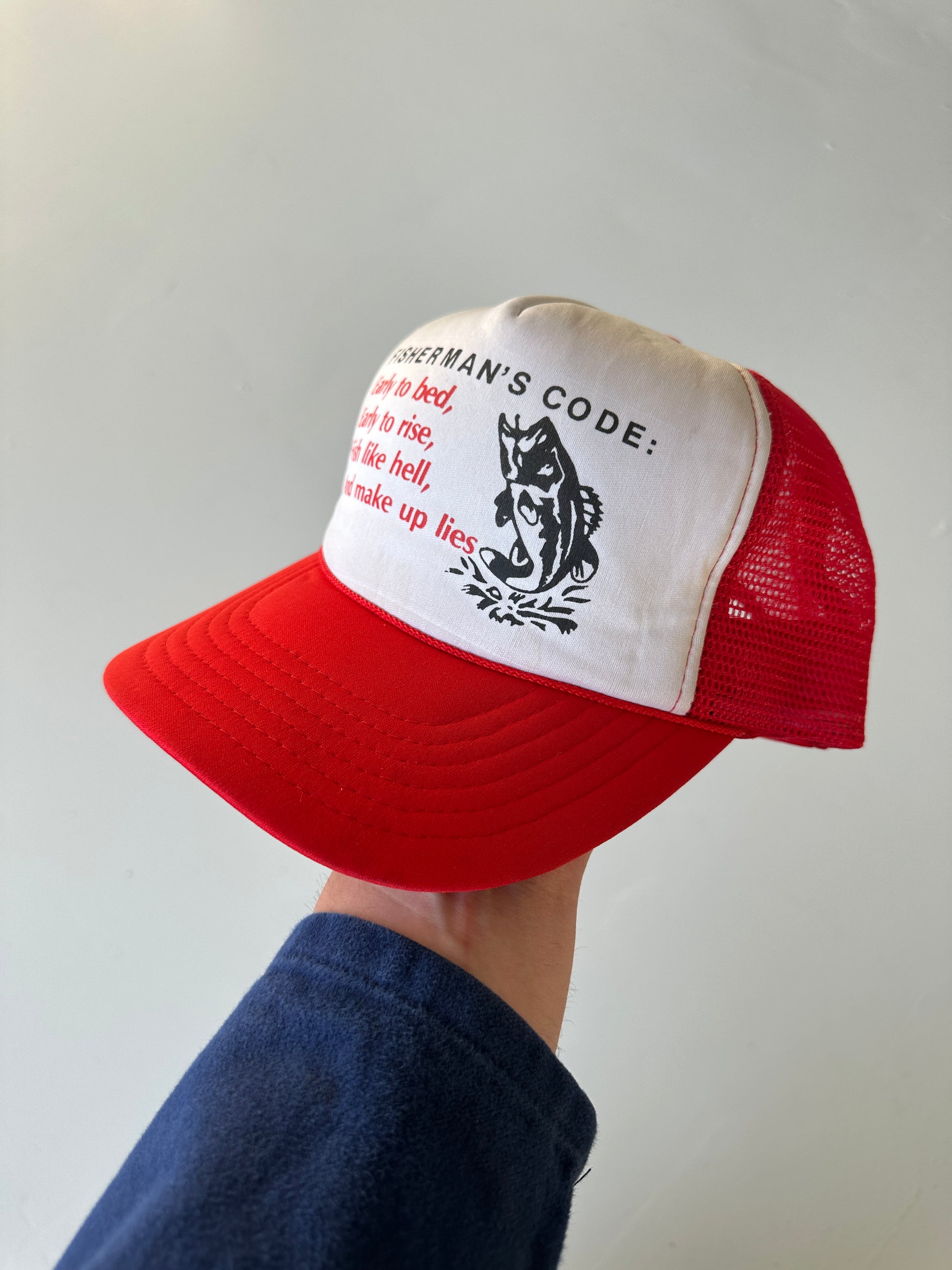 Fisherman's Code Slogan Vintage Foam & Mesh SnapBack Trucker Cap