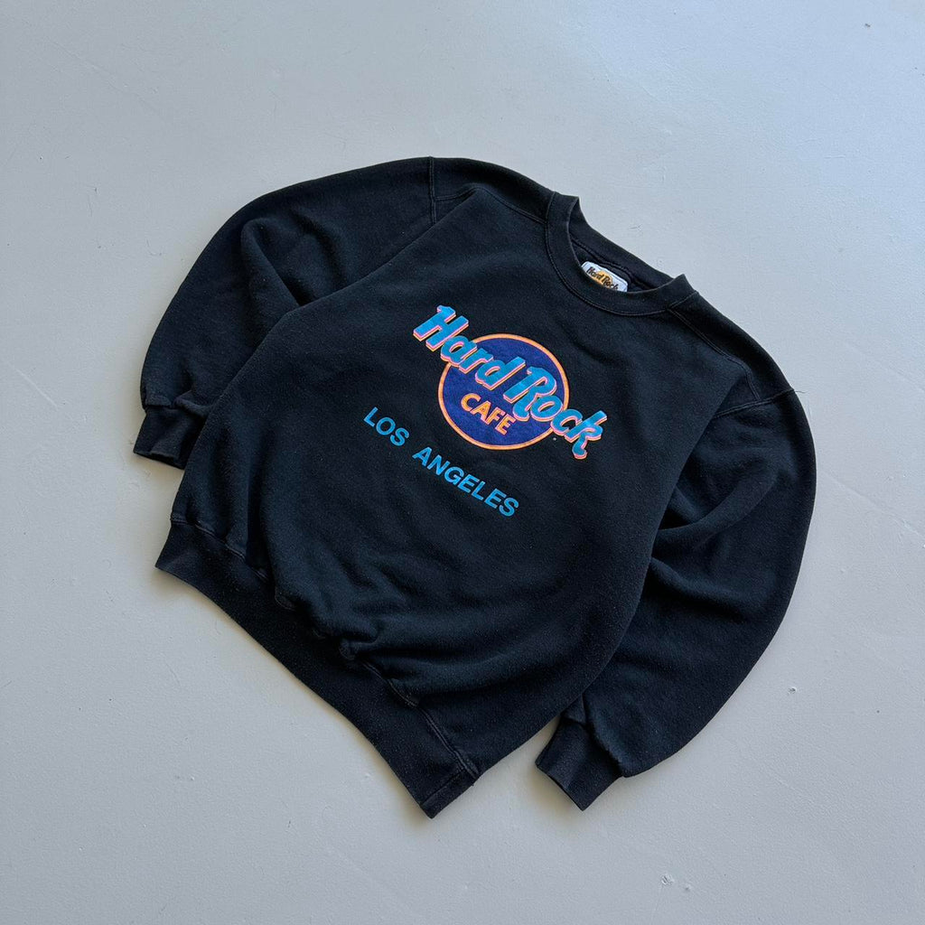 Faded Black Hard Rock Cafe 90s Vintage Sweatshirt - Small
