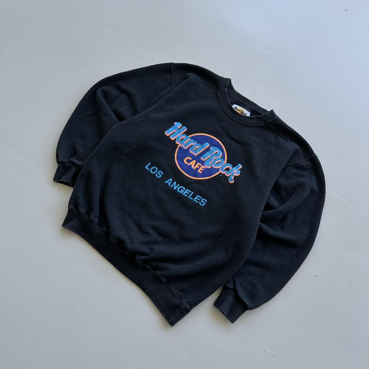 Faded Black Hard Rock Cafe 90s Vintage Sweatshirt - Small