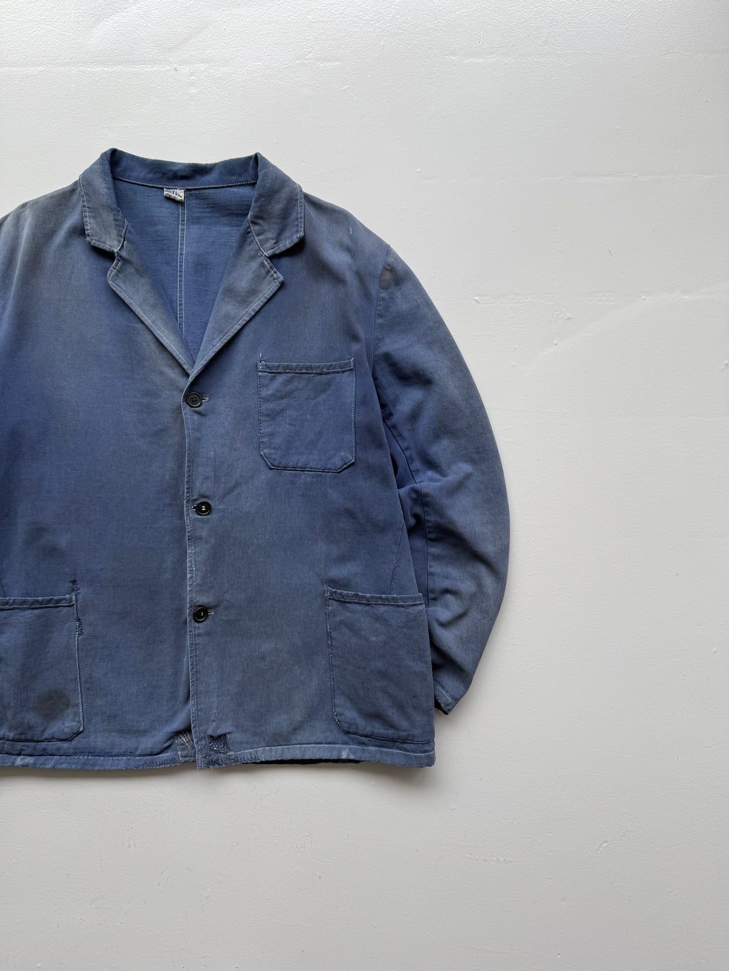 Thrashed Blue Chore Jacket 70's Vintage French Workwear CH145 - XL