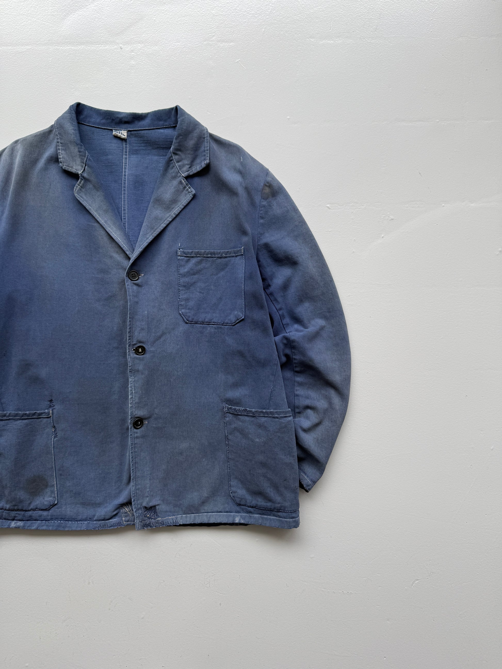 Thrashed Blue Chore Jacket 70's Vintage French Workwear CH145 - XL