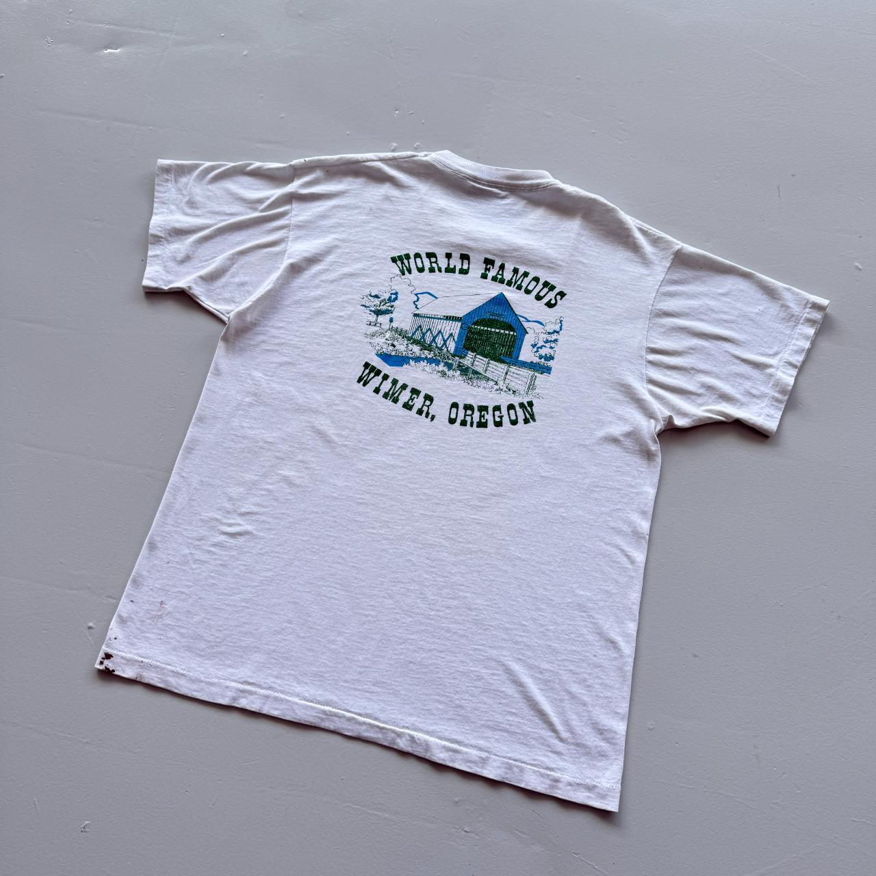 White Oregon Thrashed Vintage 90s Tour T-shirt - XL