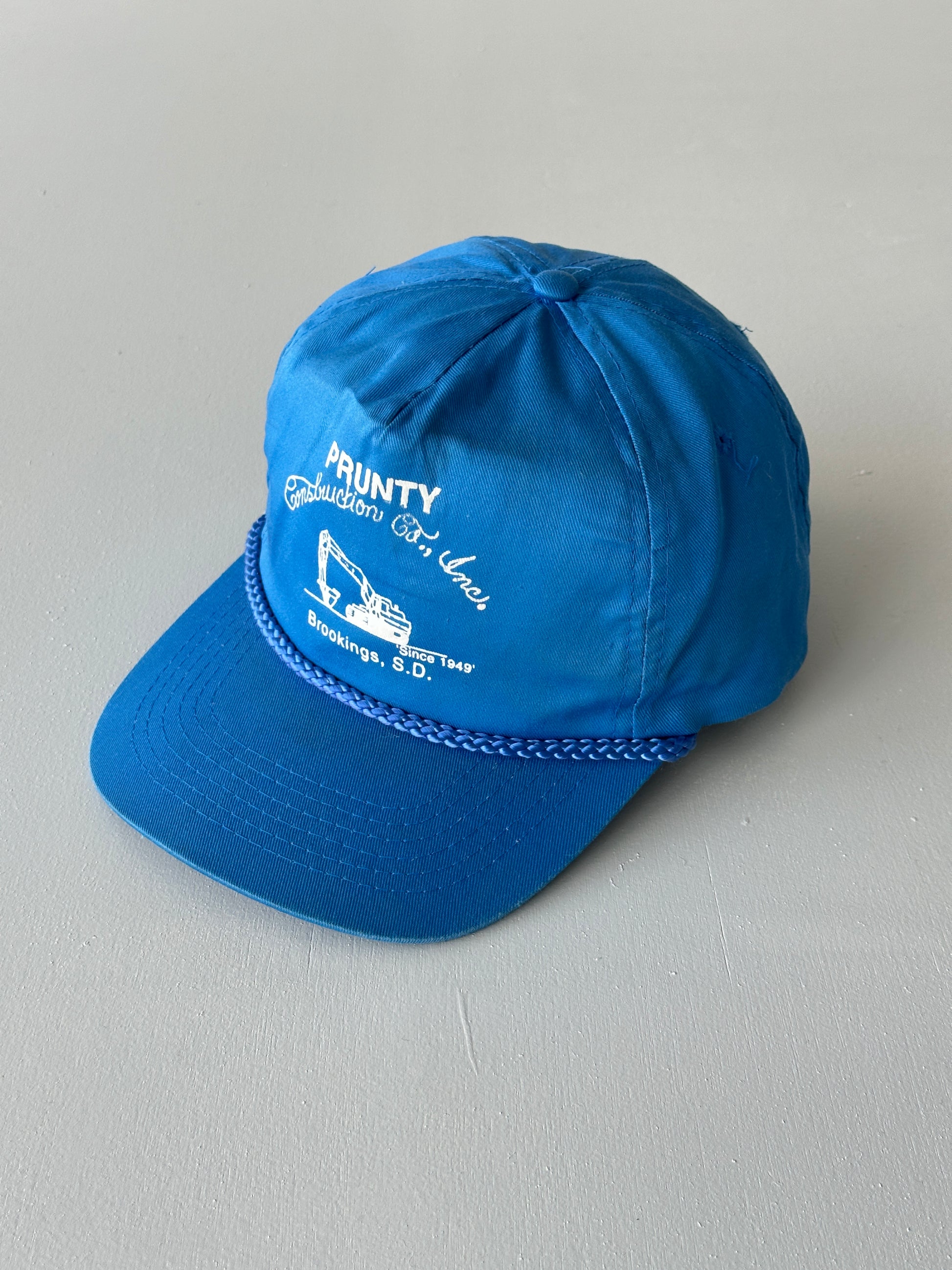 Blue Prunty Construction 90's Vintage SnapBack Trucker Cap