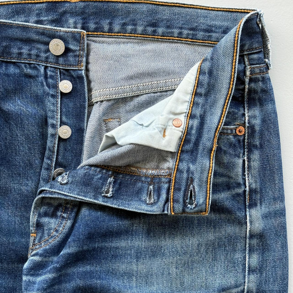 Navy Blue Levi's 501 Denim Straight Leg 90's Vintage Jeans - 32” x 29”