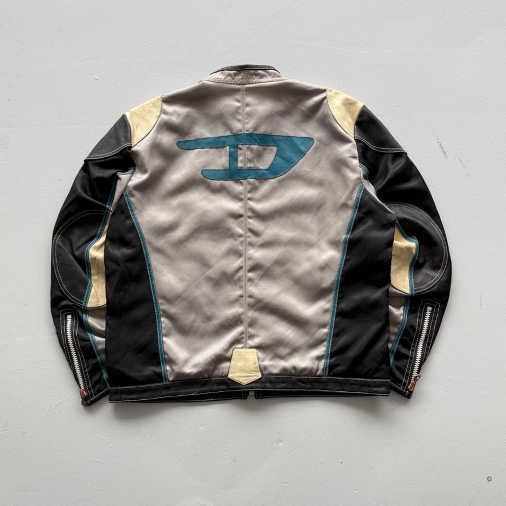 Grey Cream Diesel 90’s Vintage Biker Jacket - Large