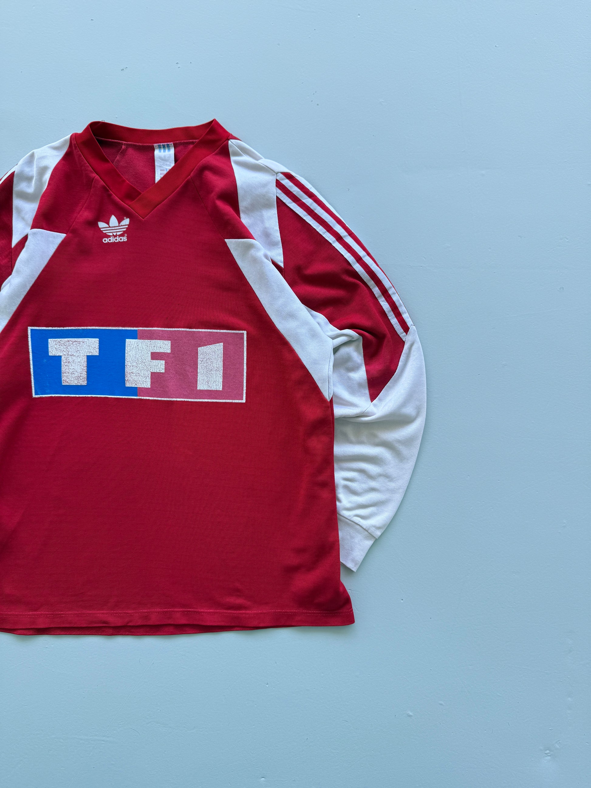 Red Adidas 1990s Coupe de France Football Shirt -  Large