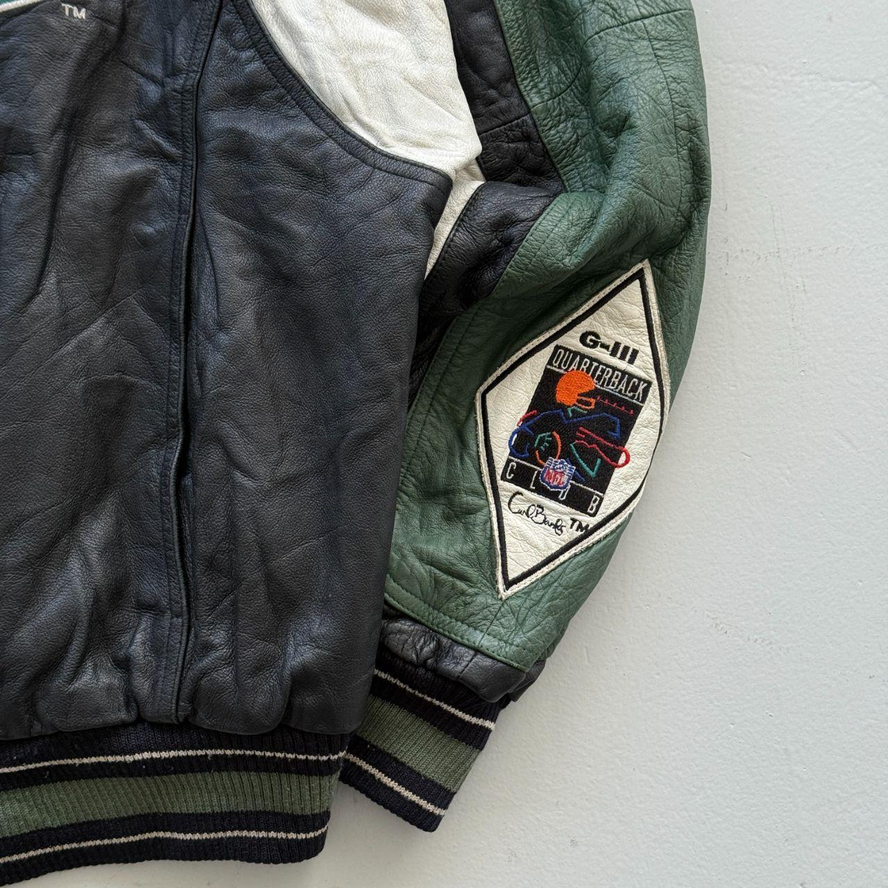Black Carl Banks Green Bay Packers 90s Leather Bomber Jacket - XL