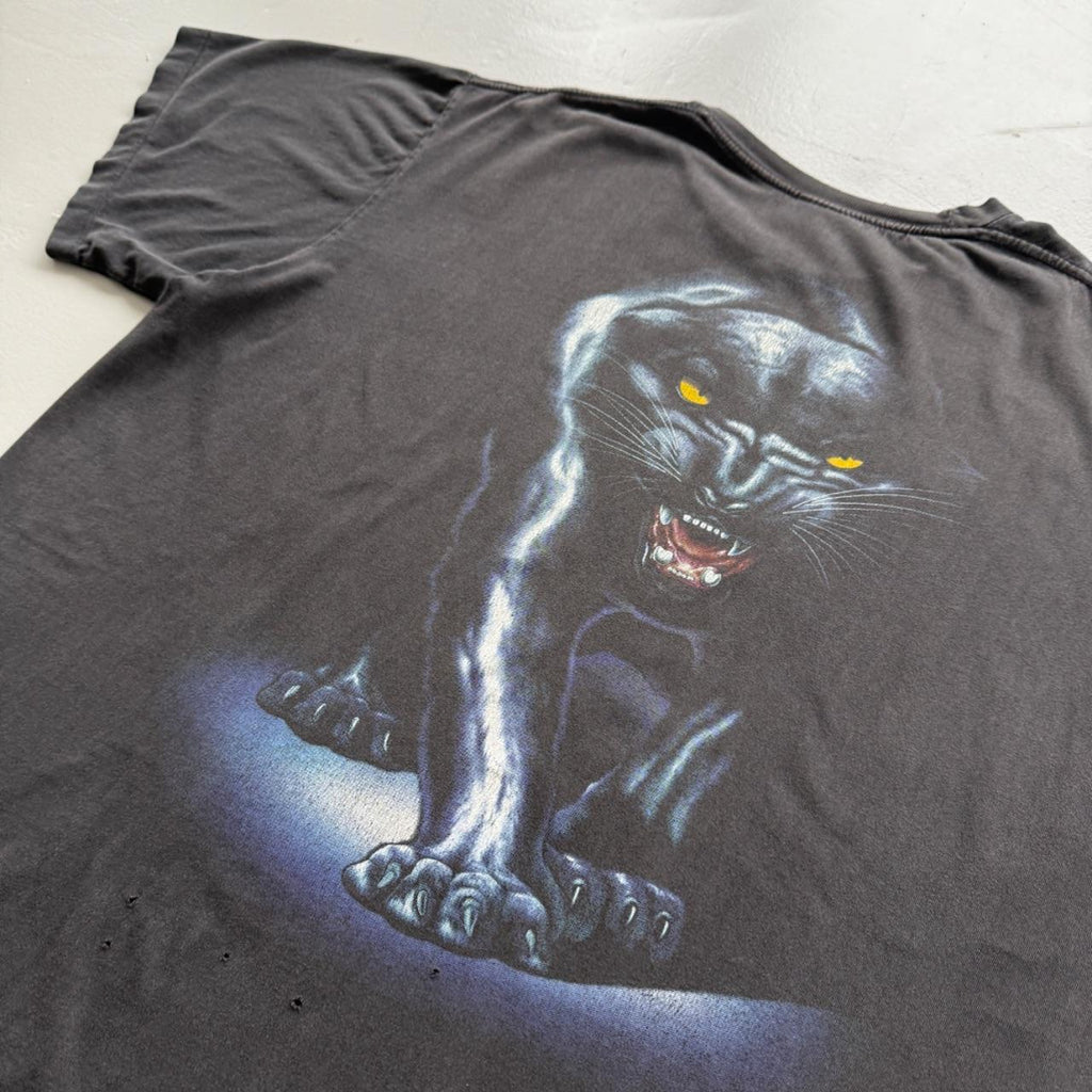Black Heavy Metal Panther 90s Vintage Graphic T-Shirt - XL