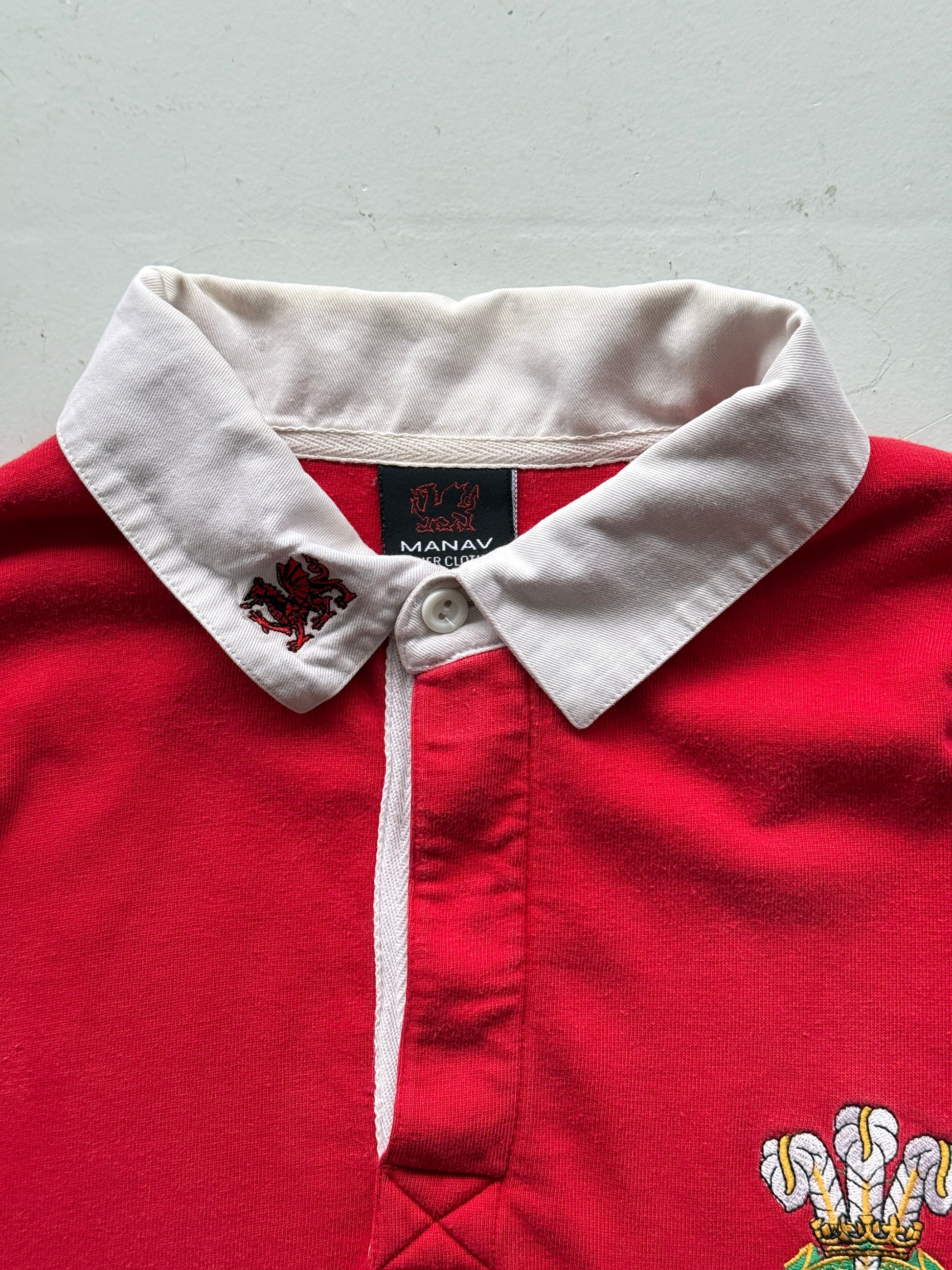 Red Wales 90's Vintage Long Sleeve Rugby Union Jersey Polo - XL