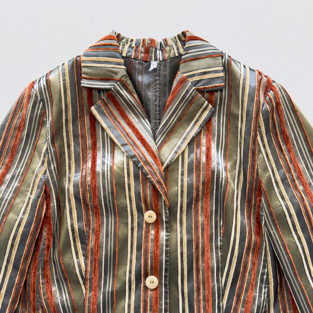 Orange Gold & Brown Vintage 90's Striped Blazer - Womens Large
