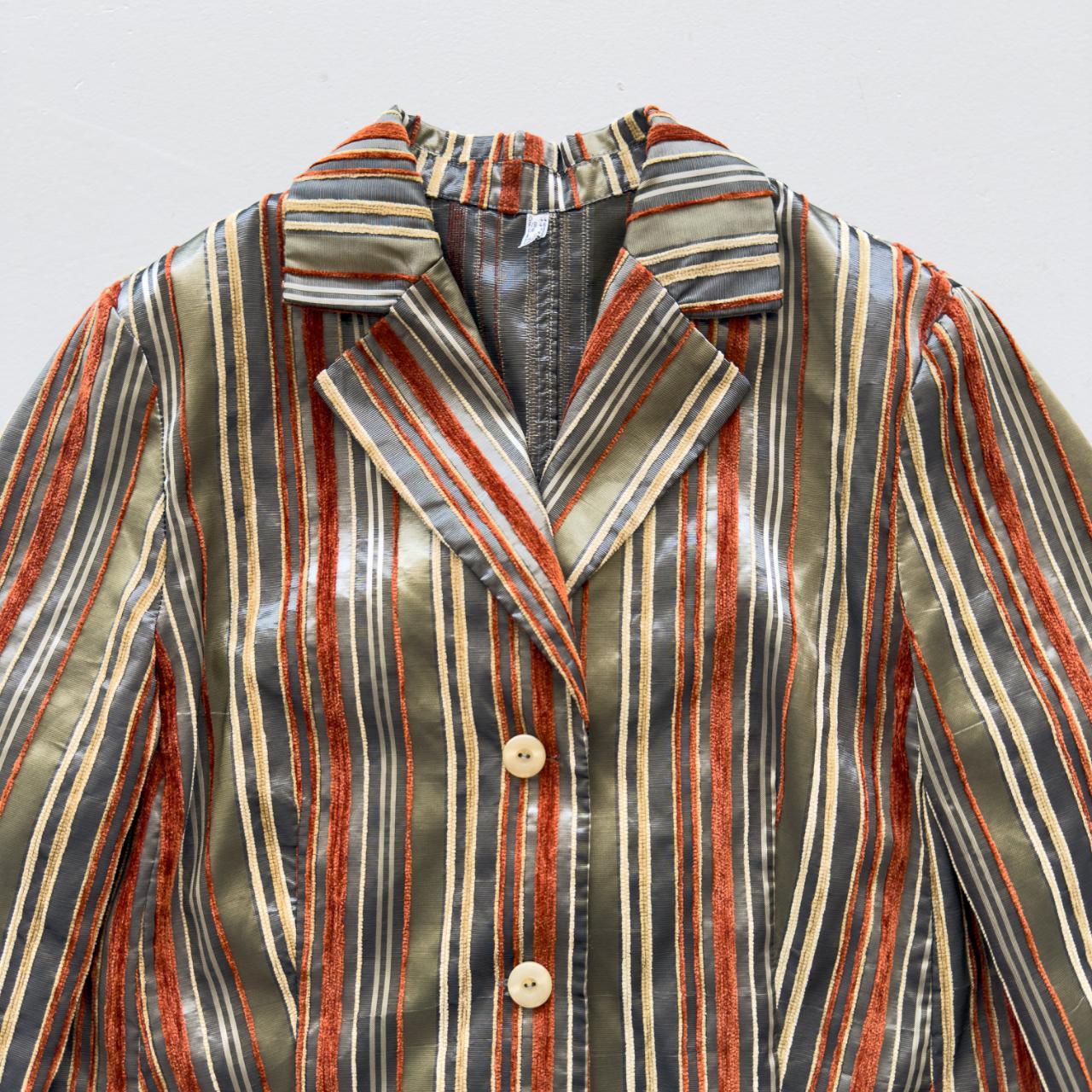 Orange Gold & Brown Vintage 90's Striped Blazer - Womens Large
