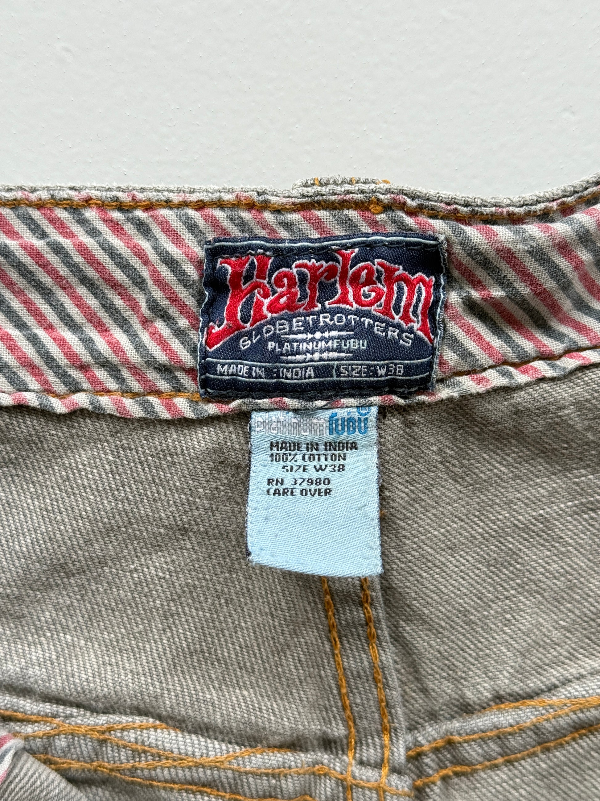Faded Grey Fubu Platinum 00's Vintage Y2K Denim Shorts - W36 x L12