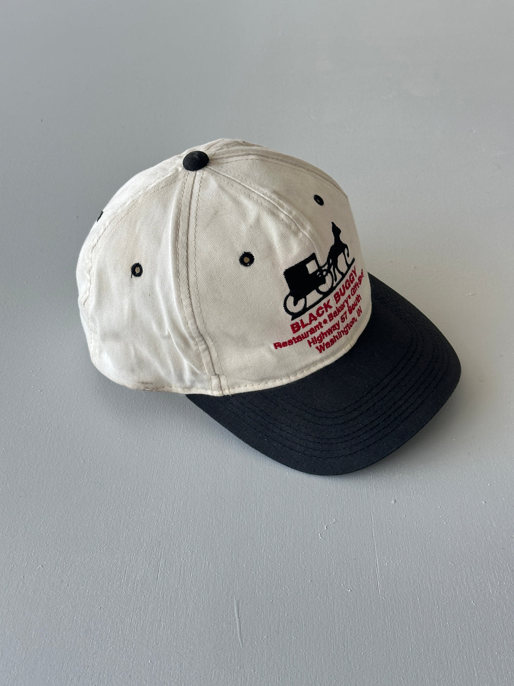 White / Black Black Buggy Restaurant 90's Vintage SnapBack Trucker Cap