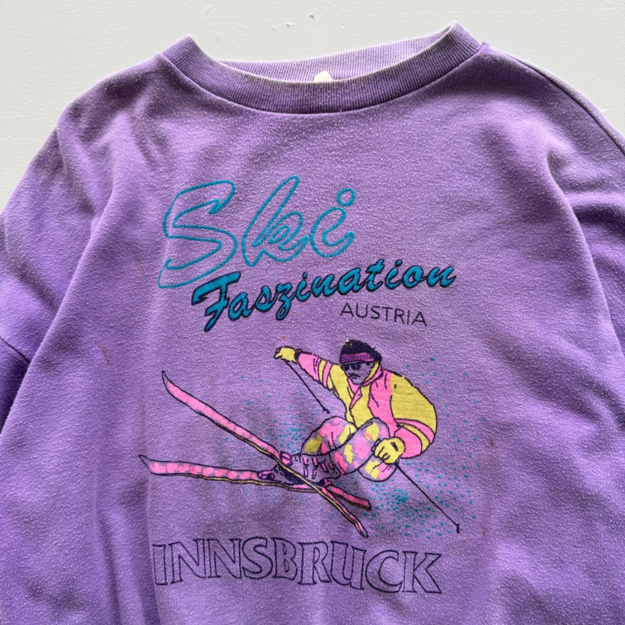 Purple Ski Fasination 80’s Vintage Skiing Graphic Sweatshirt - Large