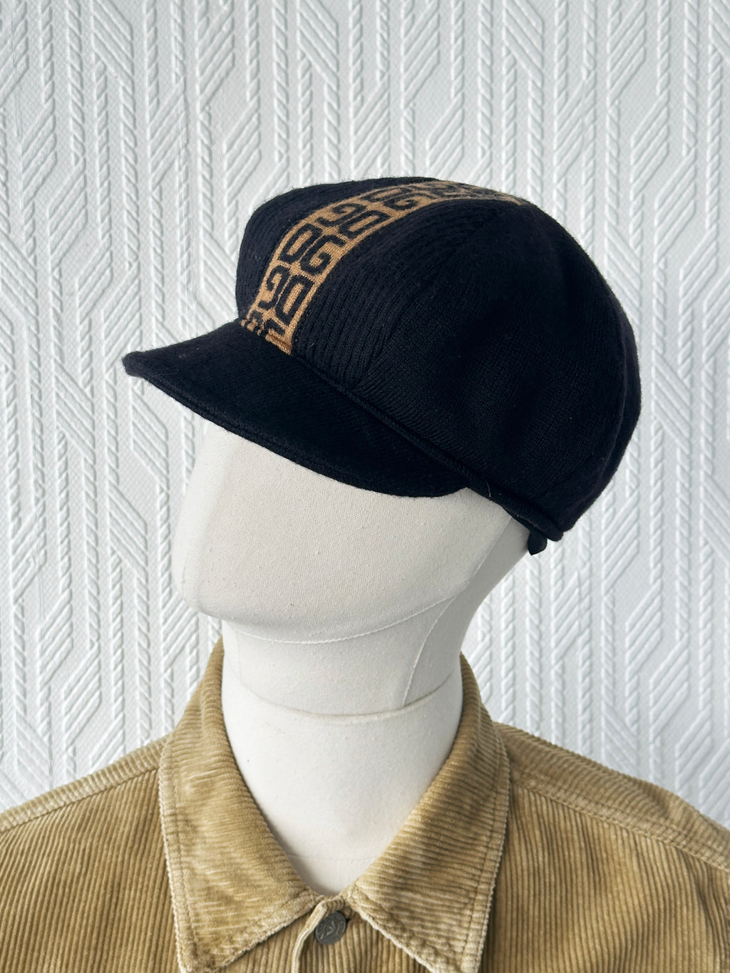 Black Dolce & Gabbana DG Monogram Vintage Wool Newsboy Cap
