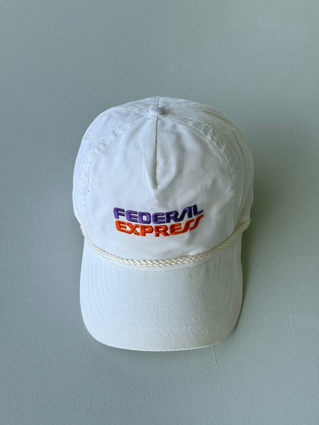 White Federal Express 90's Vintage SnapBack Trucker Cap