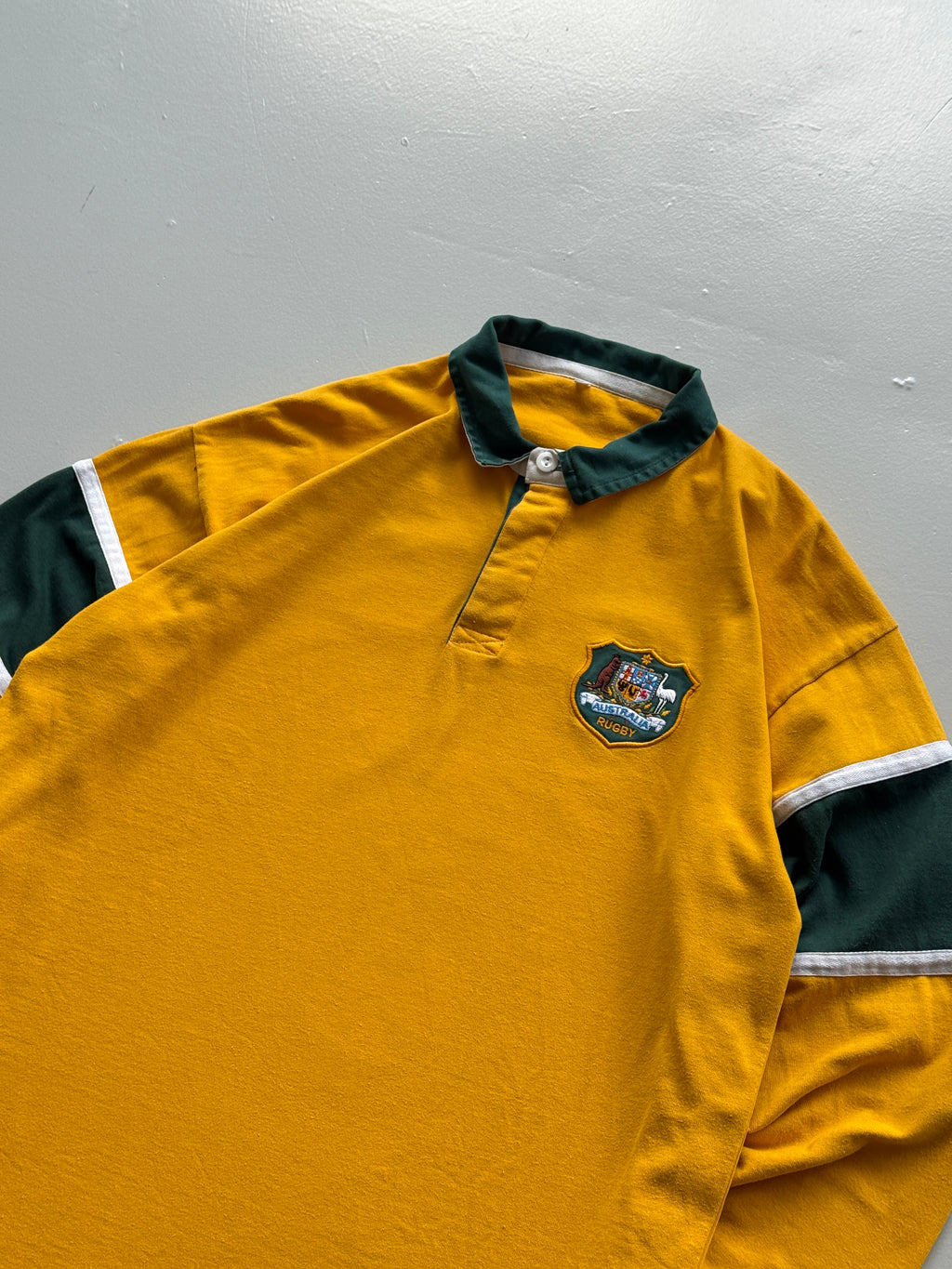 Yellow Australian Rugby Jersey Vintage Long Sleeve Replica - Oversized Medium