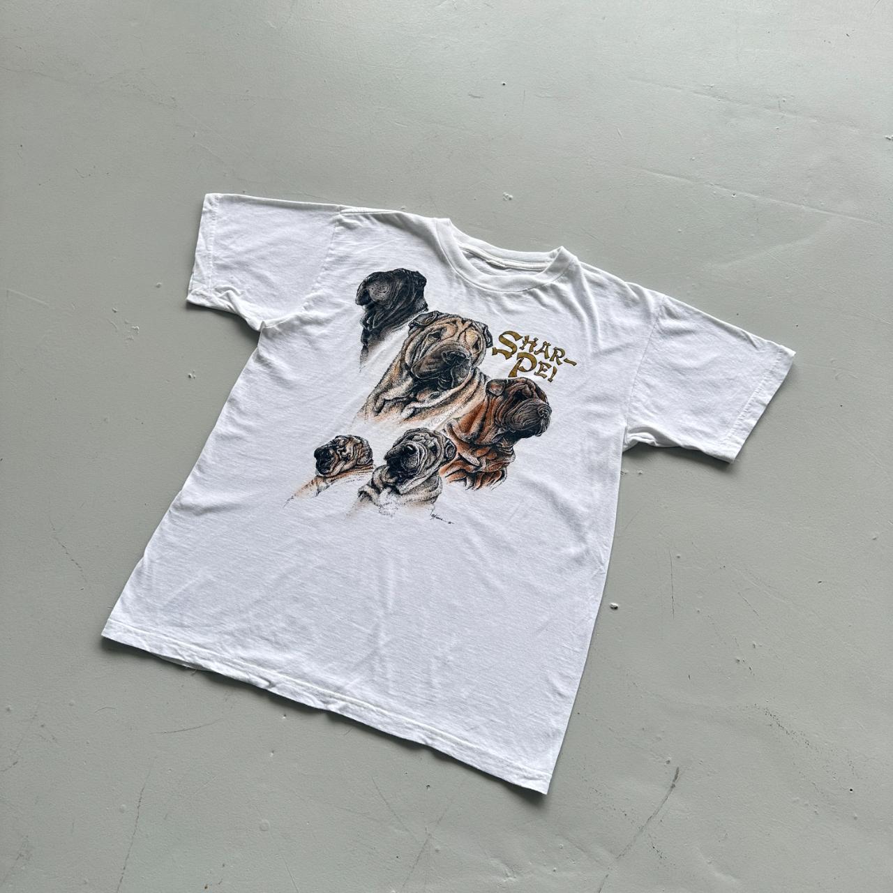 White Shar-pei Dogs Vintage 90's T-shirt - Large