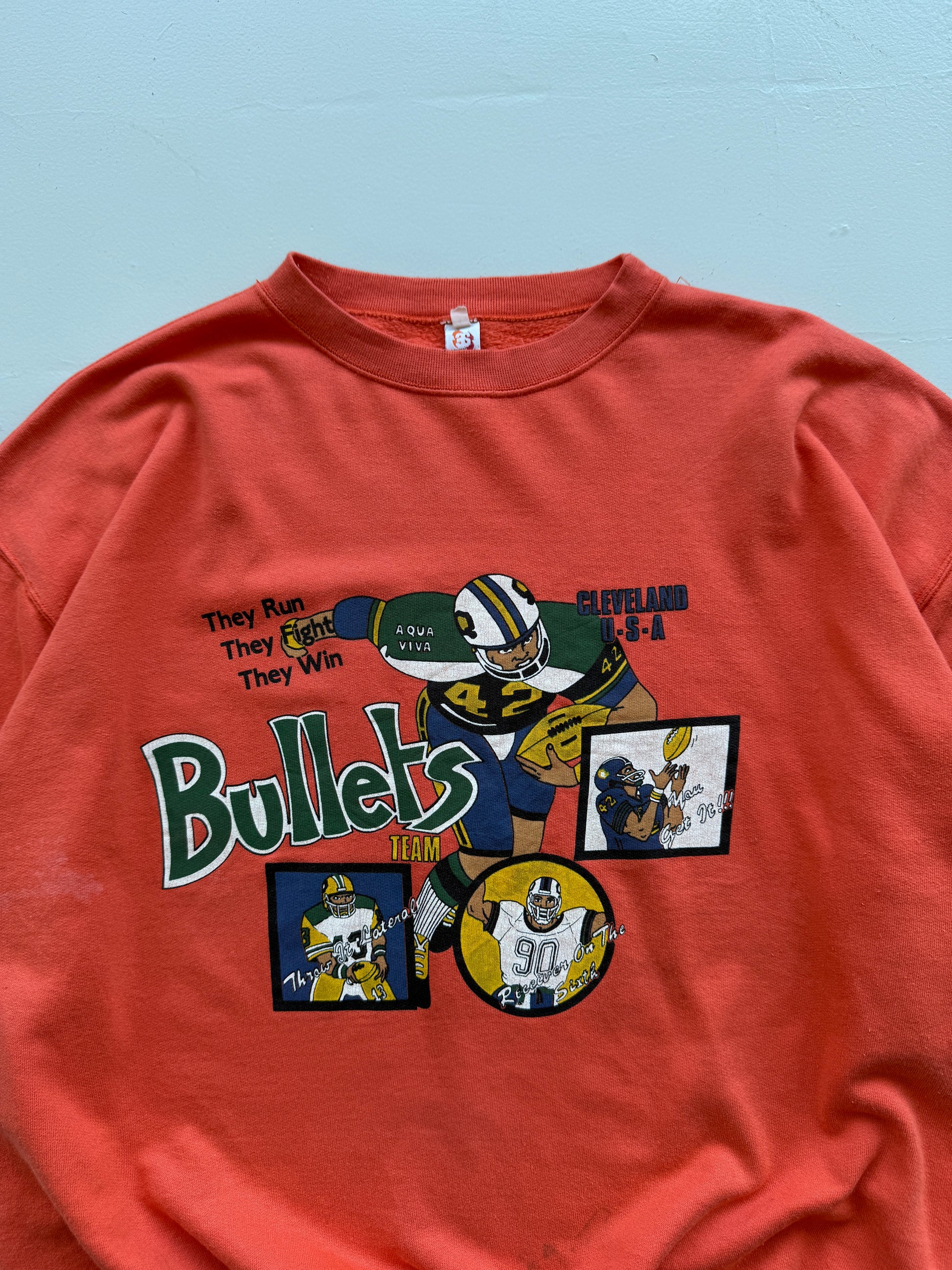 Orange Cleveland Bullets 90's Vintage Graphic Sweatshirt Jumper - Medium