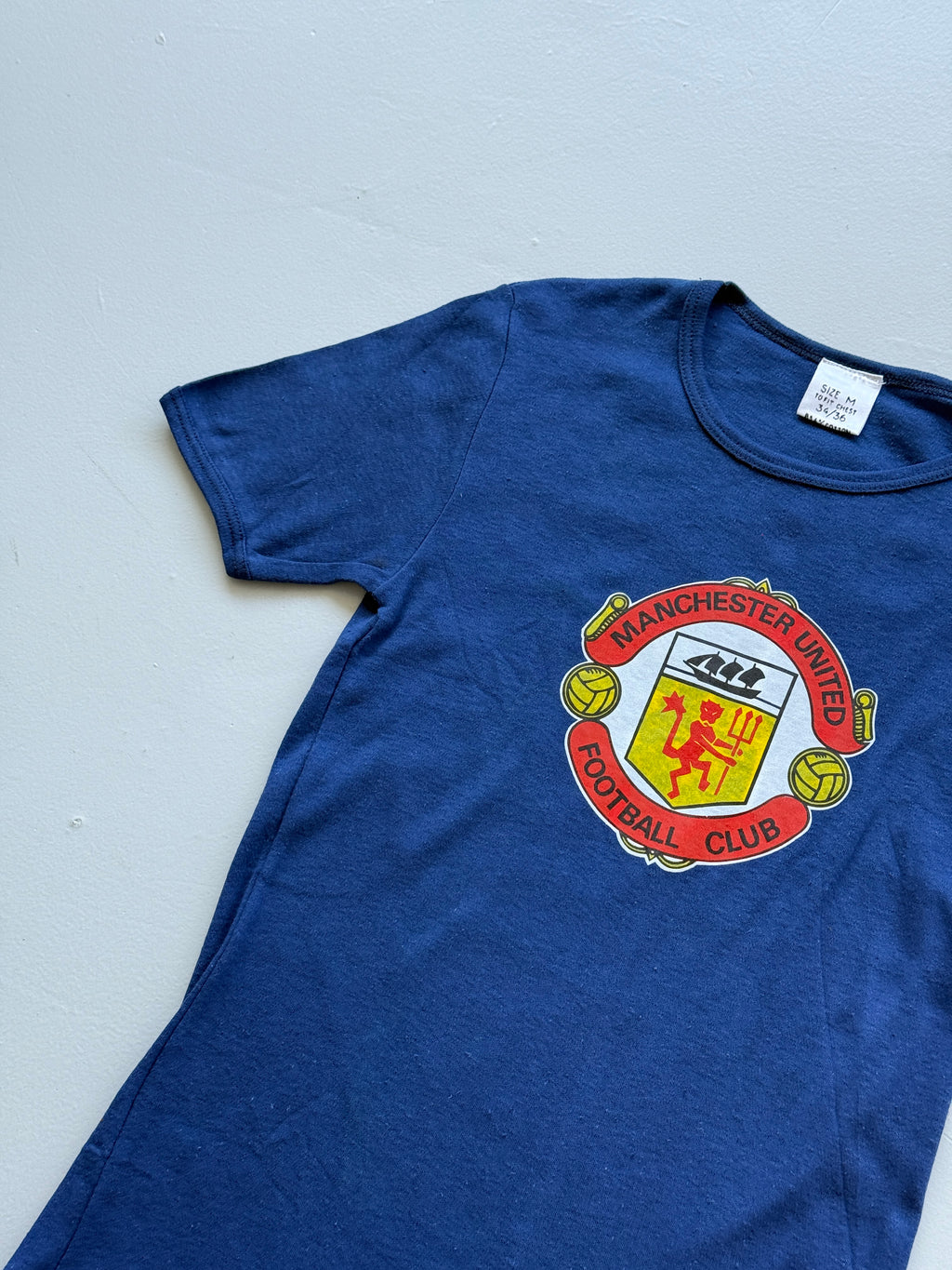 Navy Manchester United Football Club 80's Vintage Graphic T-Shirt - XS