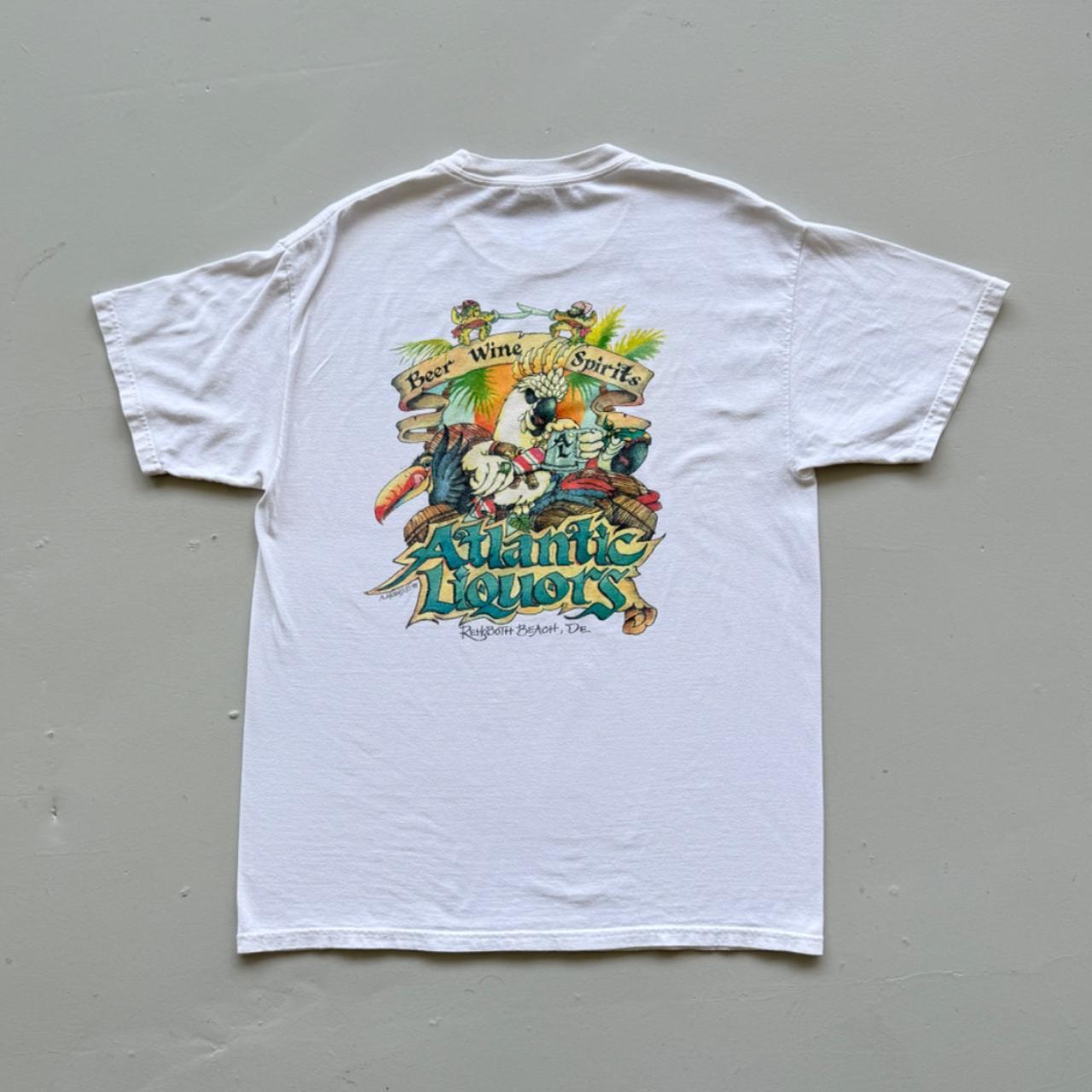 White Atlantic Liquor 90s Graphic Vintage T-shirt - Large