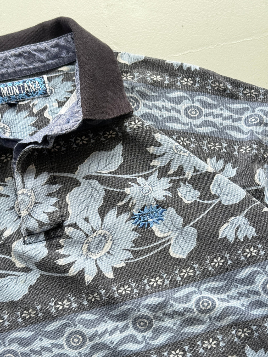 Best Montana Patterned Vintage 90's Long Sleeve Surf Polo - Medium