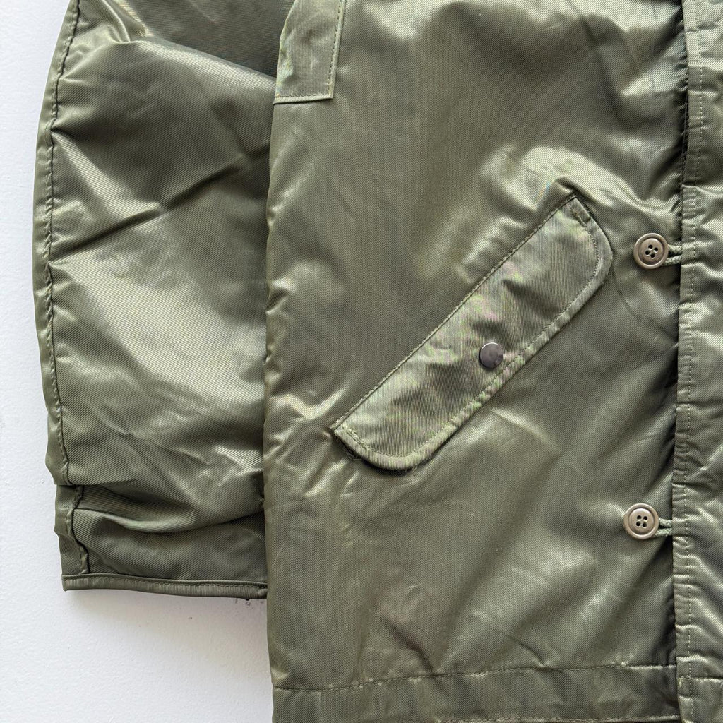 Khaki Alpha Industries US Military Extreme Cold Weather Jacket Vintage 80s Jacket - Small