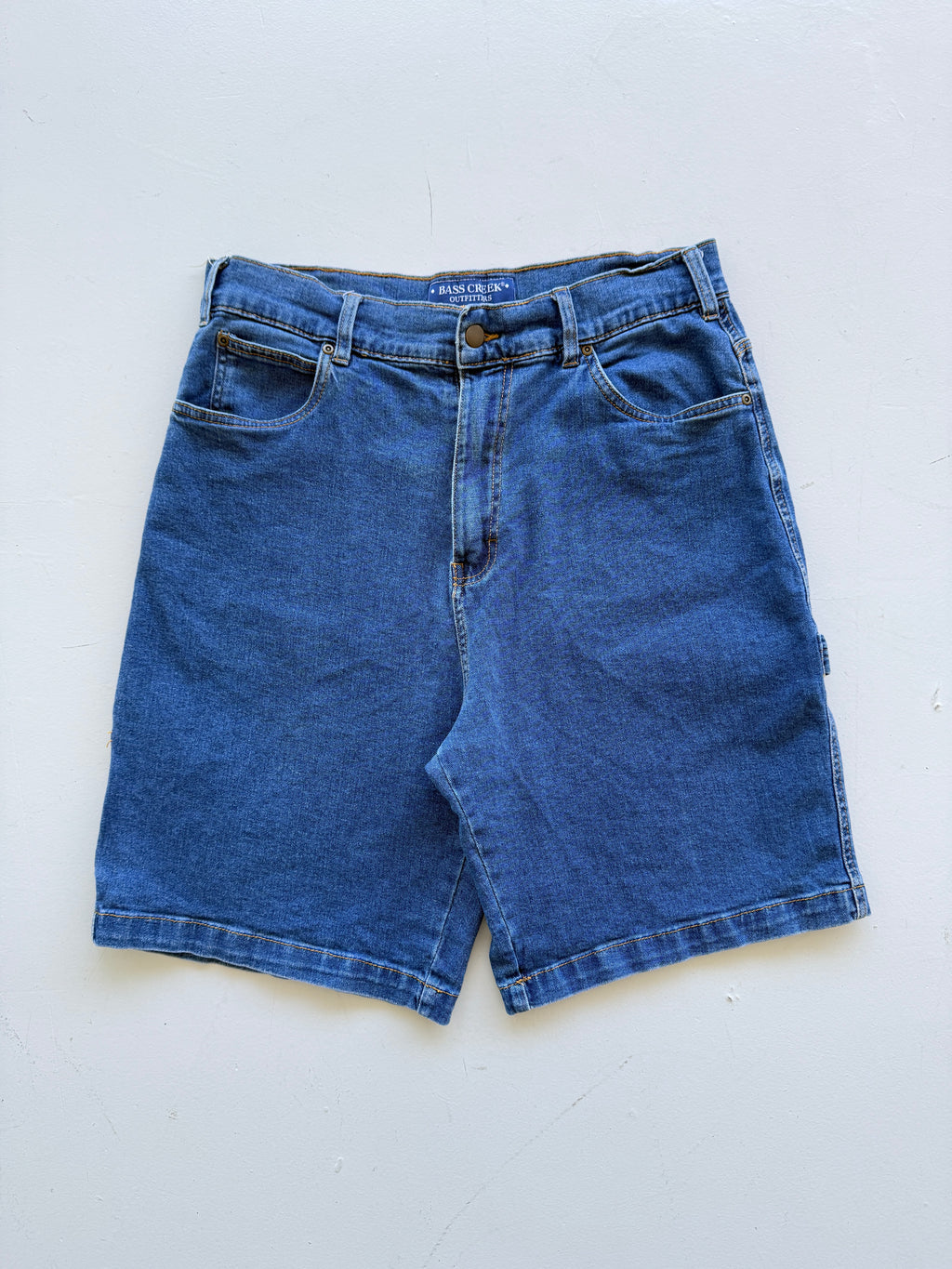 Mid Blue Bass Creek 00's Vintage Y2K Baggy Hip Hop Denim Shorts - W32 x L9