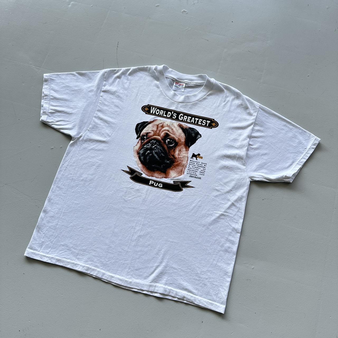 White Worlds Greatest Pug Vintage 90's T-shirt - XL