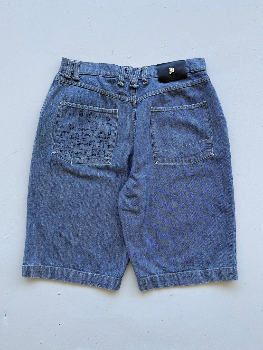 Light Blue 90's Vintage Tupac Hip Hop Denim Jean Shorts - W36 x L13
