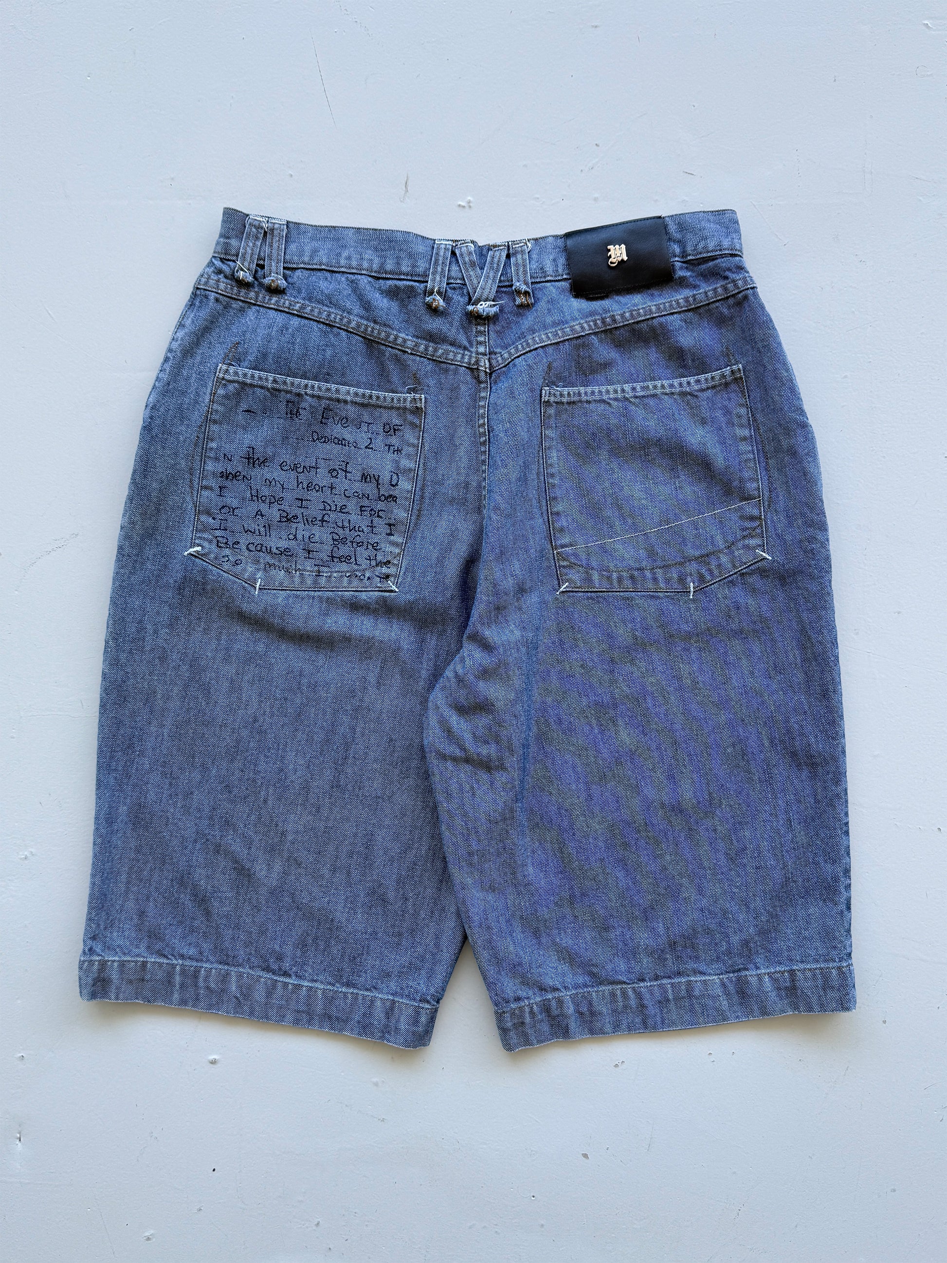 Light Blue 90's Vintage Tupac Hip Hop Denim Jean Shorts - W36 x L13