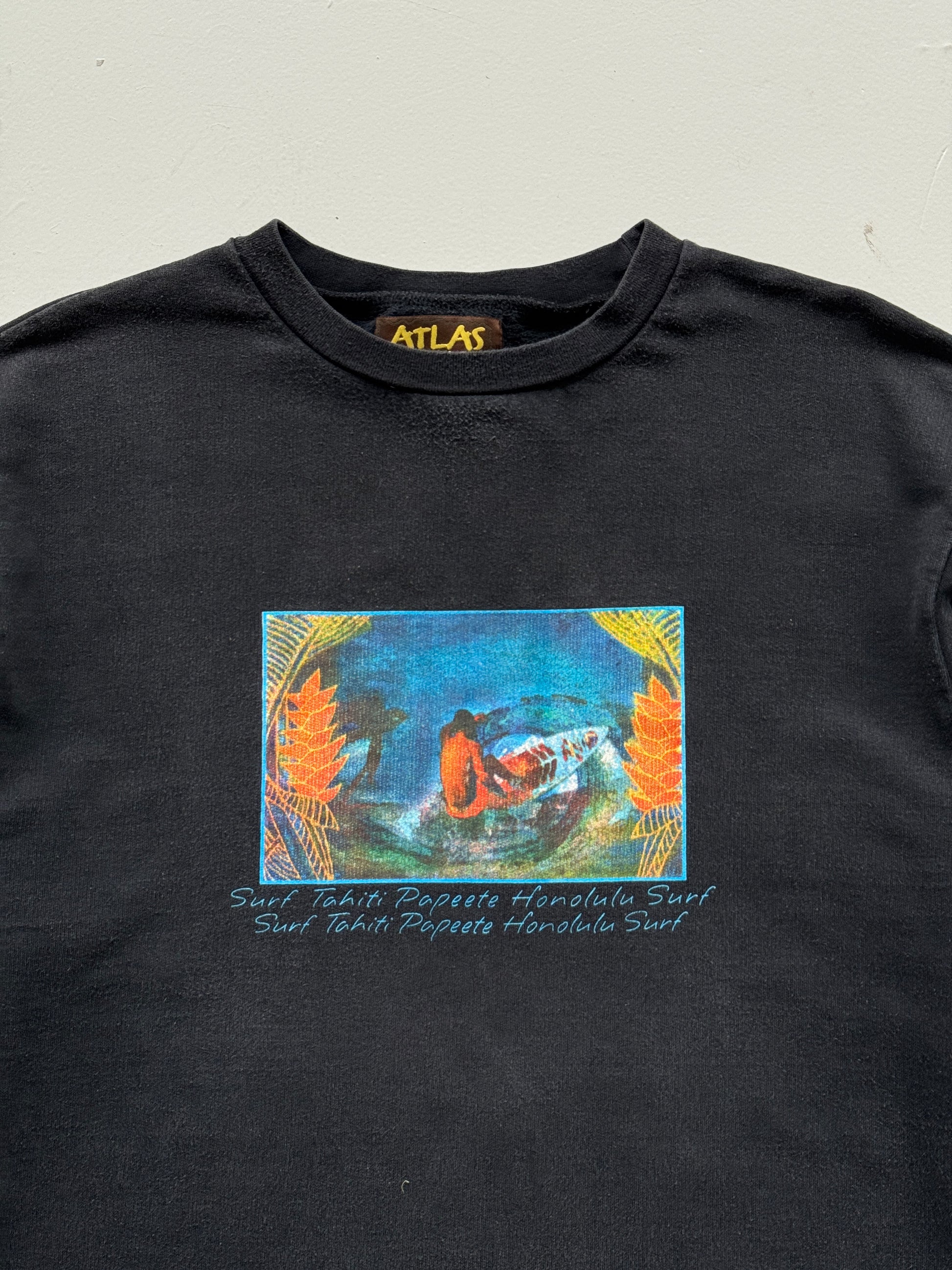Atlas For Men Surf Tahiti Papeete Honolulu 90's Vintage Sweatshirt - XL
