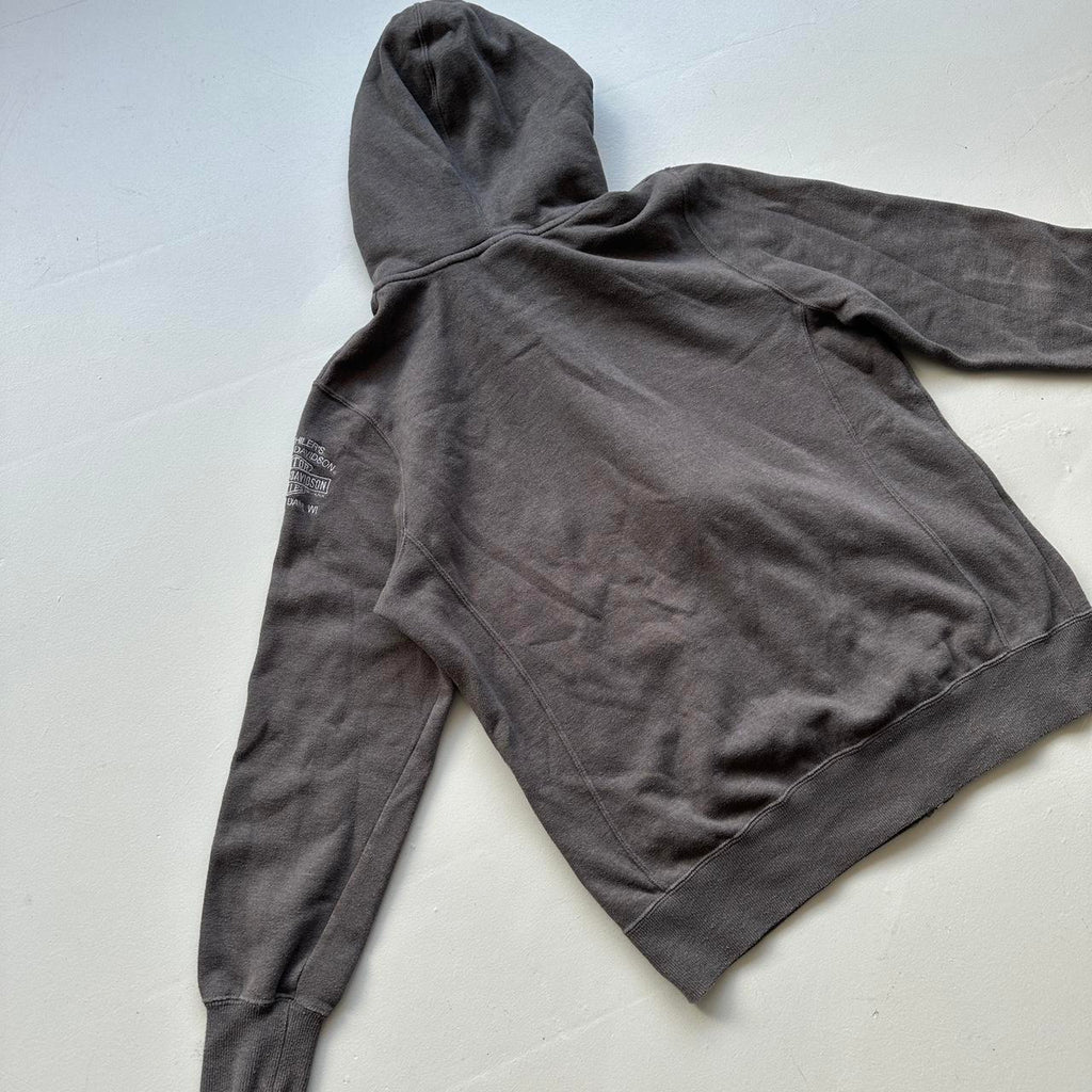 Grey Harley Y2K Vintage Hoodie - Large 10/12