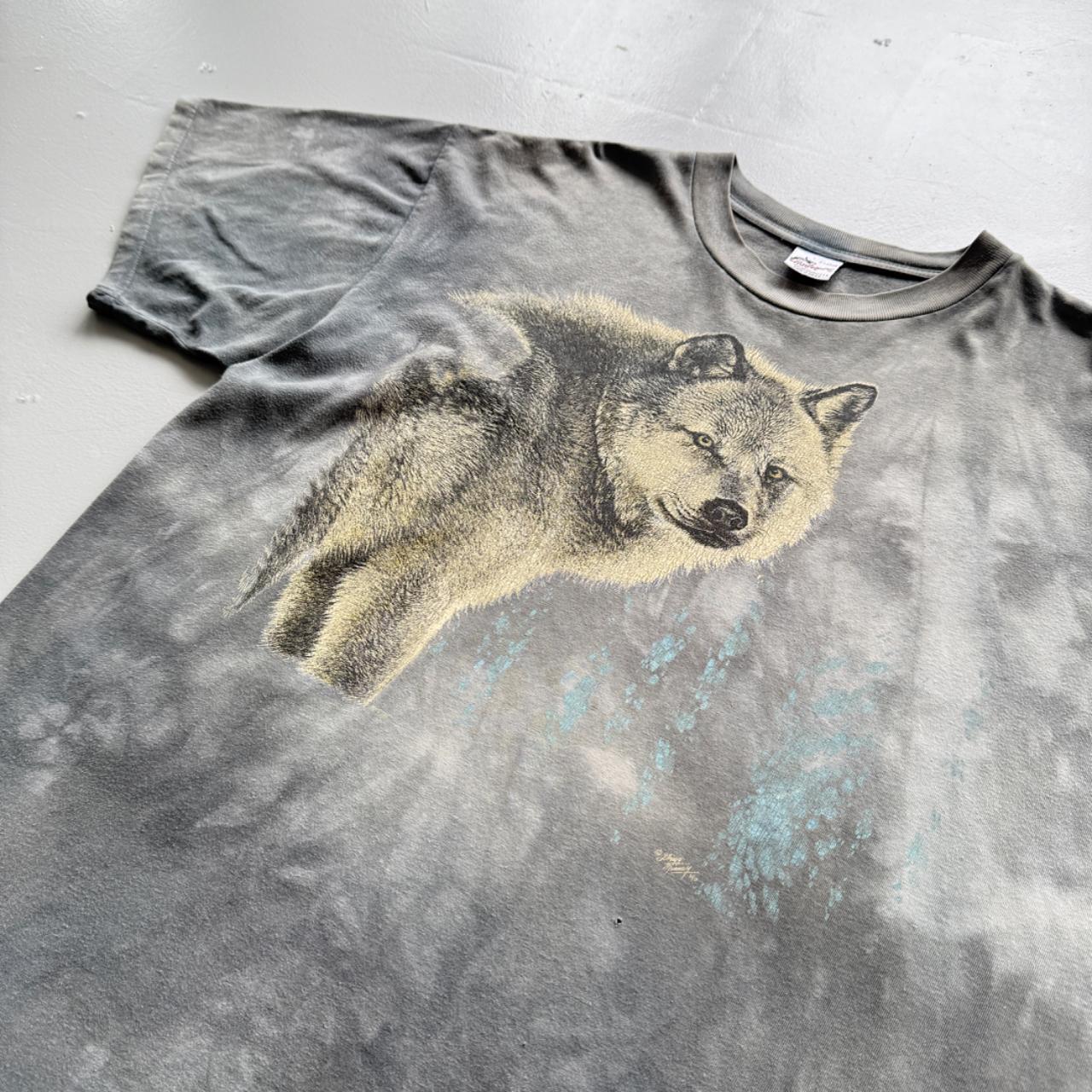 Faded Grey Wolf 90s Vintage Graphic T-Shirt - XL