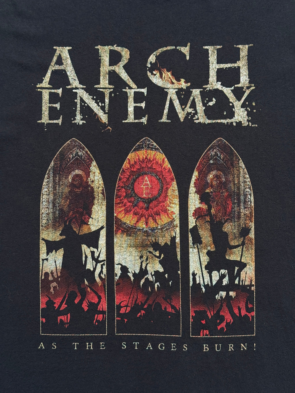 Black Arch Enemy As The Stages Burn! Vintage Graphic T-Shirt - XL