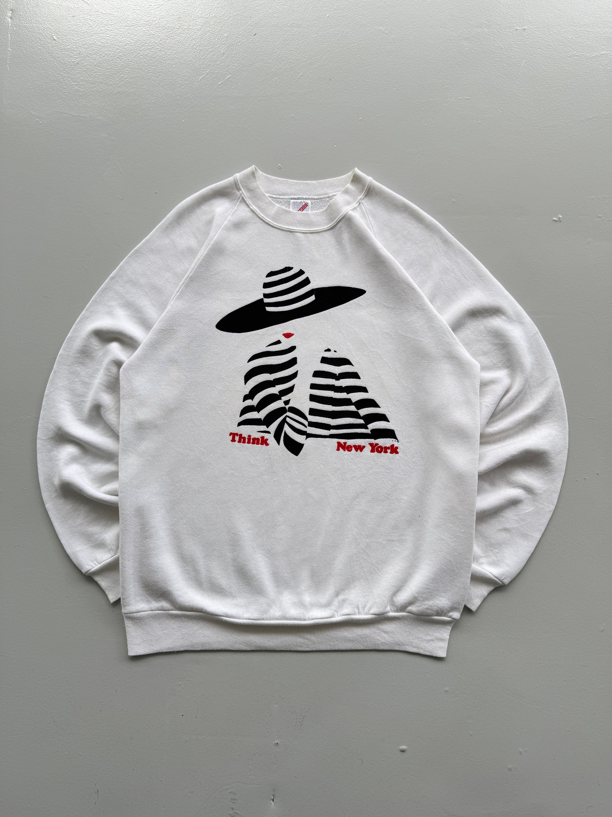 White New York 80's Vintage Graphic Tourist Sweatshirt Jumper - Medium