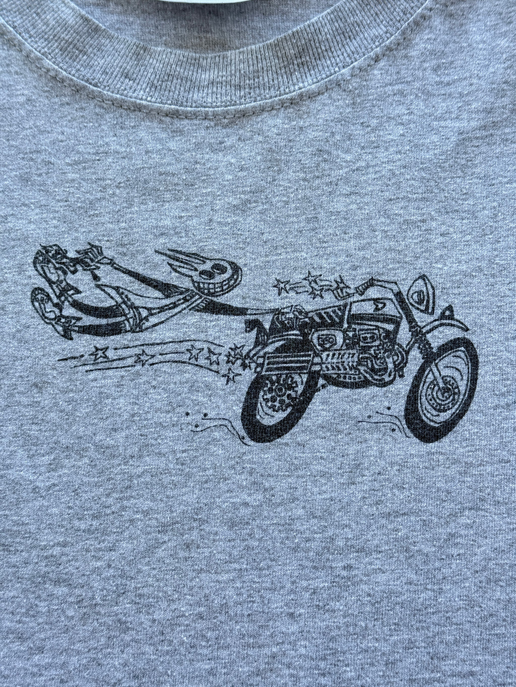 Grey Cartoon Biker 90's Vintage Graphic T-Shirt - Large