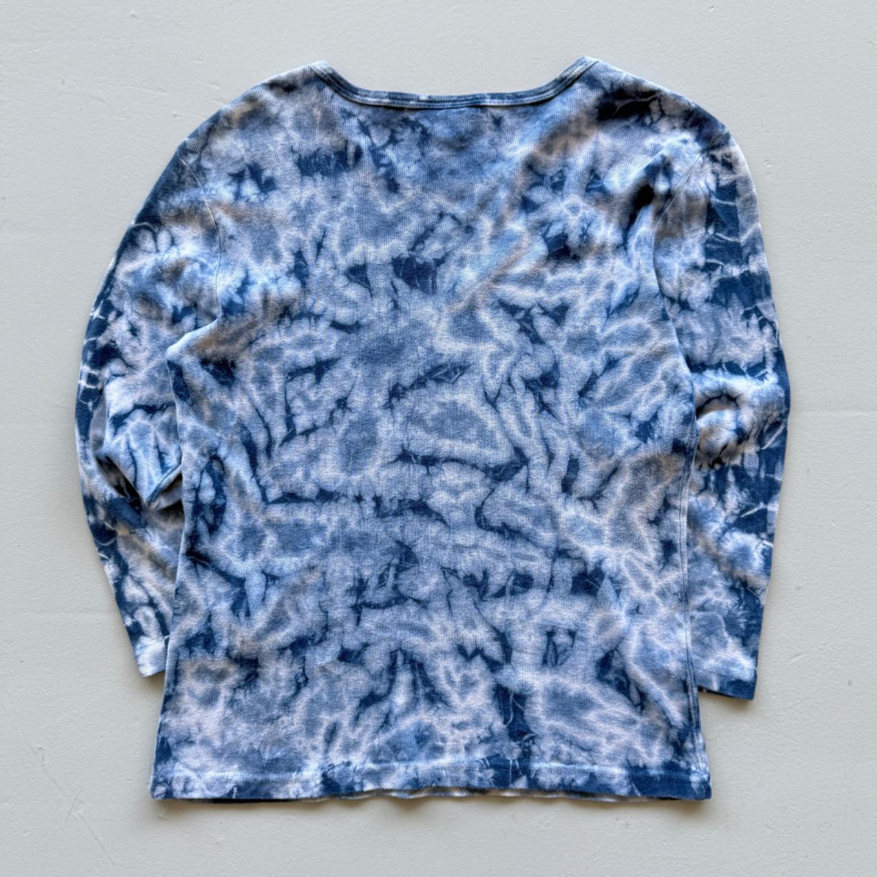 Blue Harley Davidson 00's Y2K Tie-Die Long Sleeve T-Shirt - Womens Medium