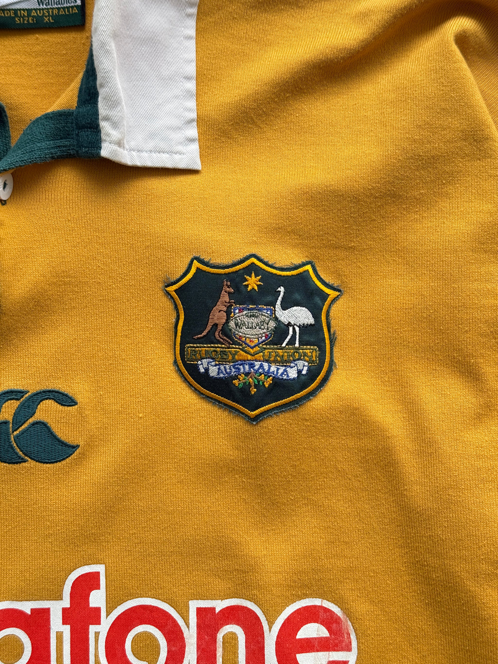 Yellow Australian Rugby 00s Vintage Canterbury Wallabies Long Sleeve Jersey - XL