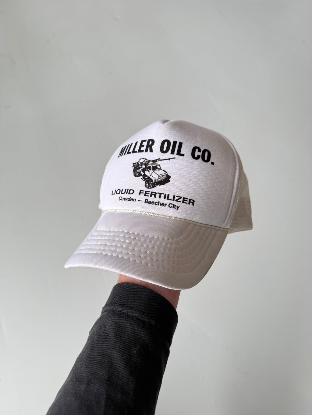 White Miller Oil Co Vintage Foam and Mesh SnapBack Trucker Cap