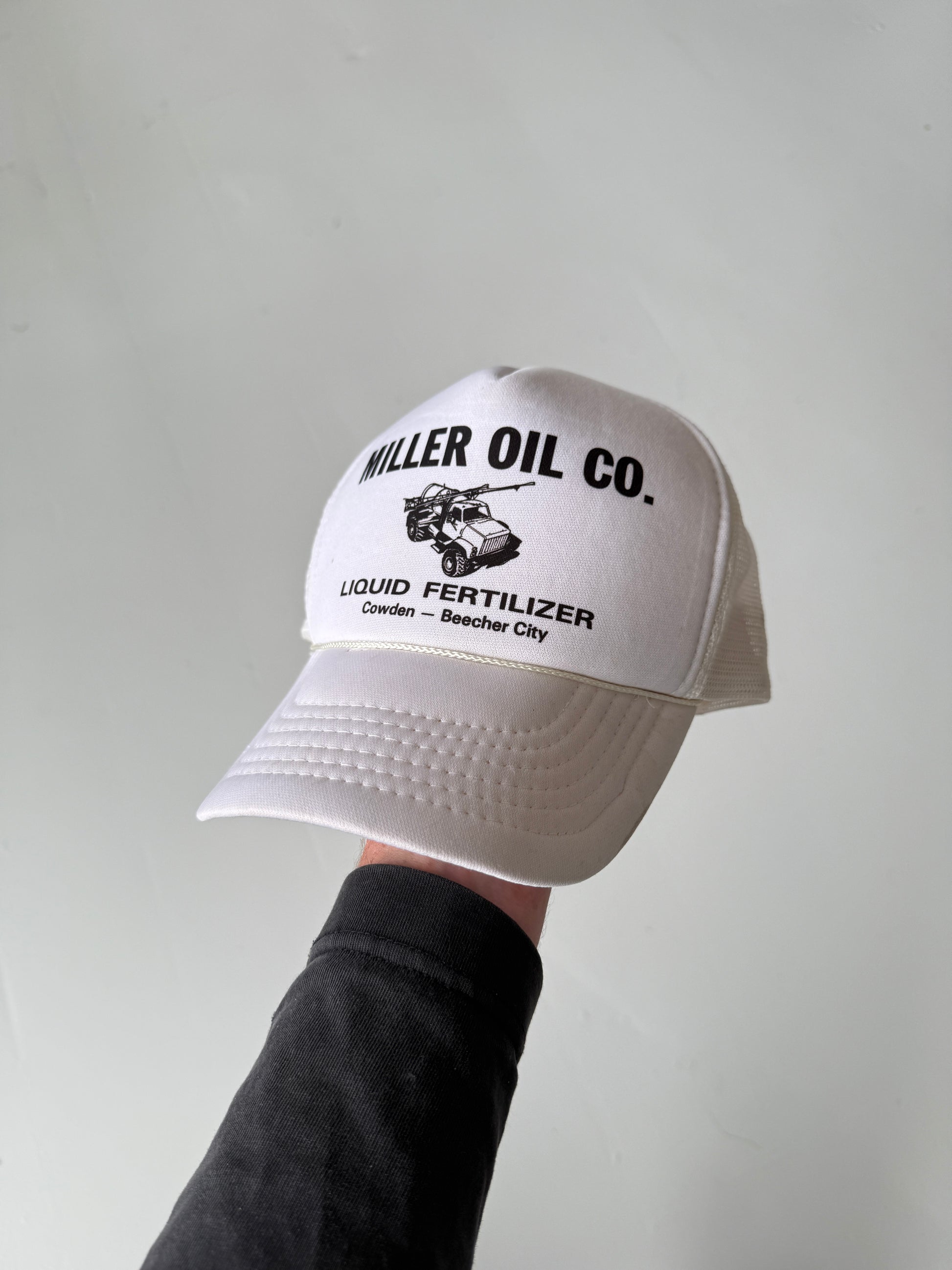 White Miller Oil Co Vintage Foam and Mesh SnapBack Trucker Cap