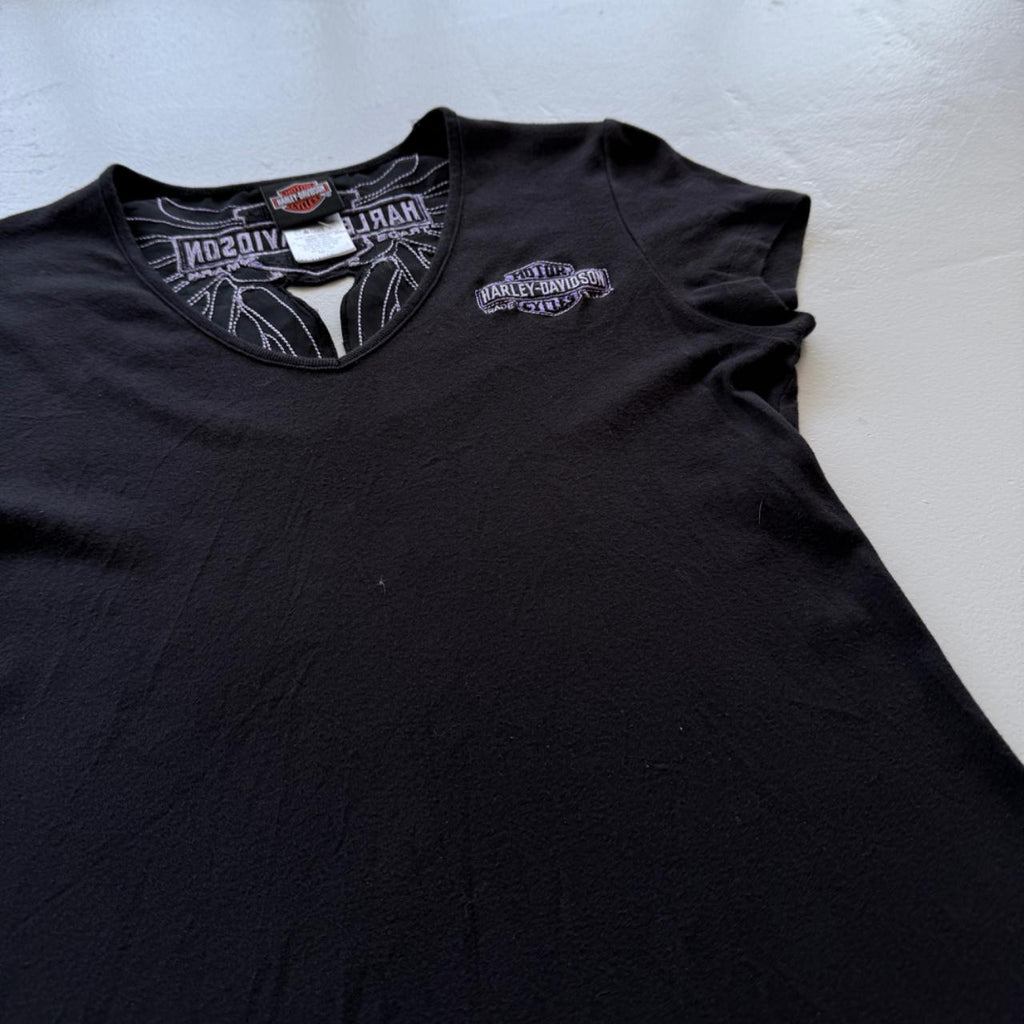 Black Harley Davidson 00's Y2K T-Shirt - Womens Medium