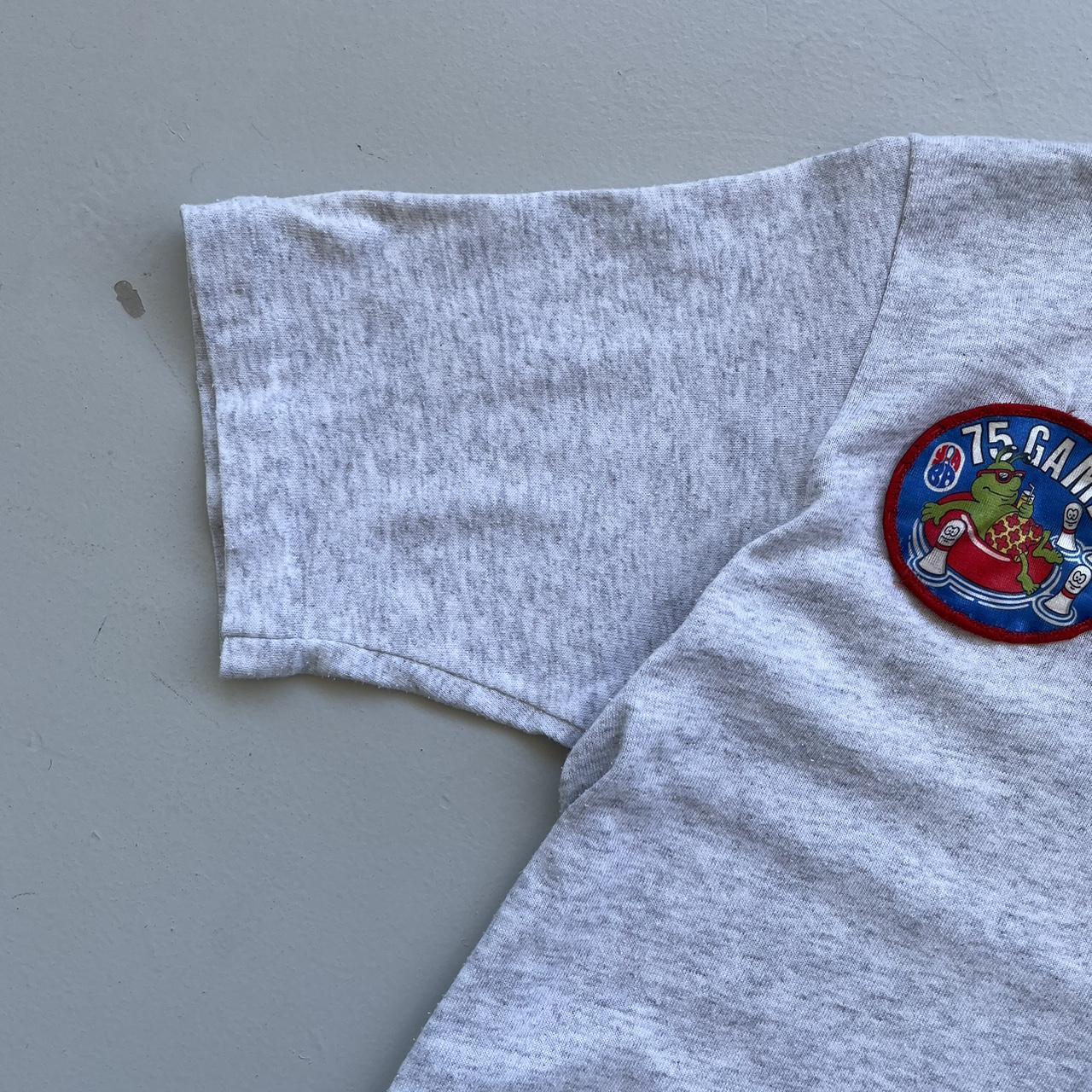 Grey Patchwork Bowling 80s/90s Americana Vintage T-shirt - Small