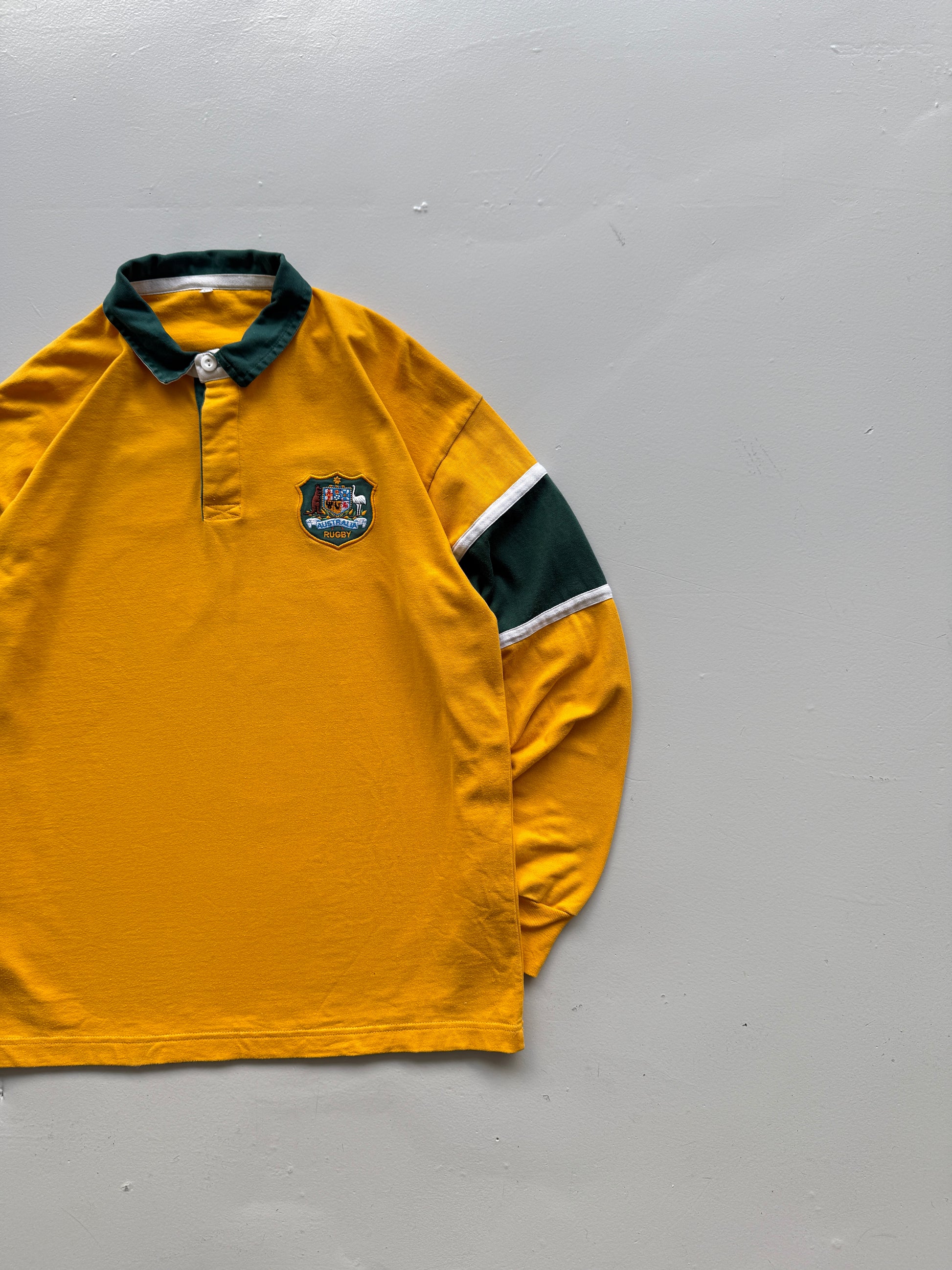 Yellow Australian Rugby Jersey Vintage Long Sleeve Replica - Oversized Medium