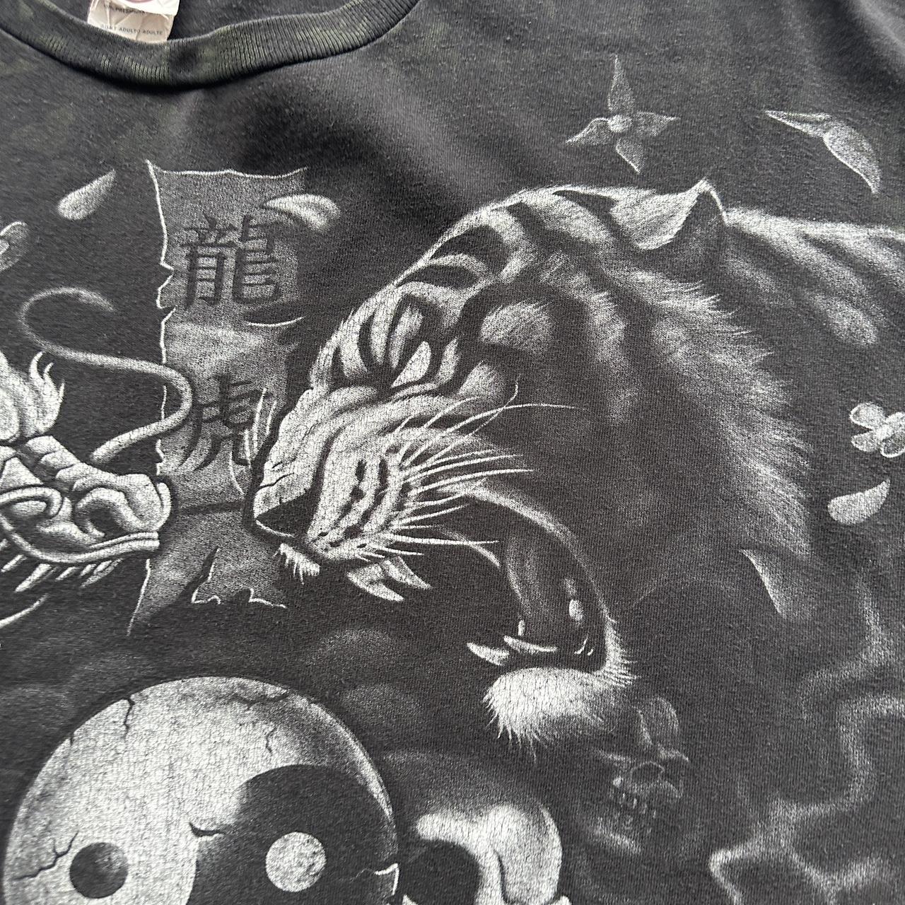 Black Tribal Gothic Y2K 00s Vintage Graphic T-Shirt - 2XL