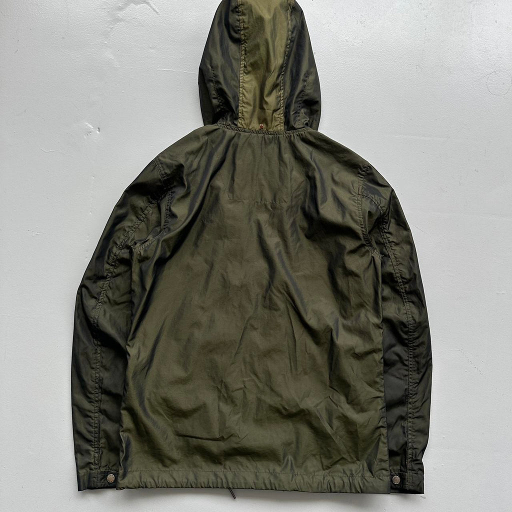 Khaki Pretty Green Hooded Windbreaker Nylon Pearlescent Jacket - Small