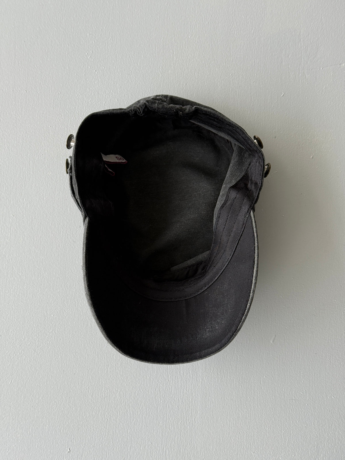 Charcoal Distressed Y2K Cadet Cap Military Style 00's Grunge Aesthetic
