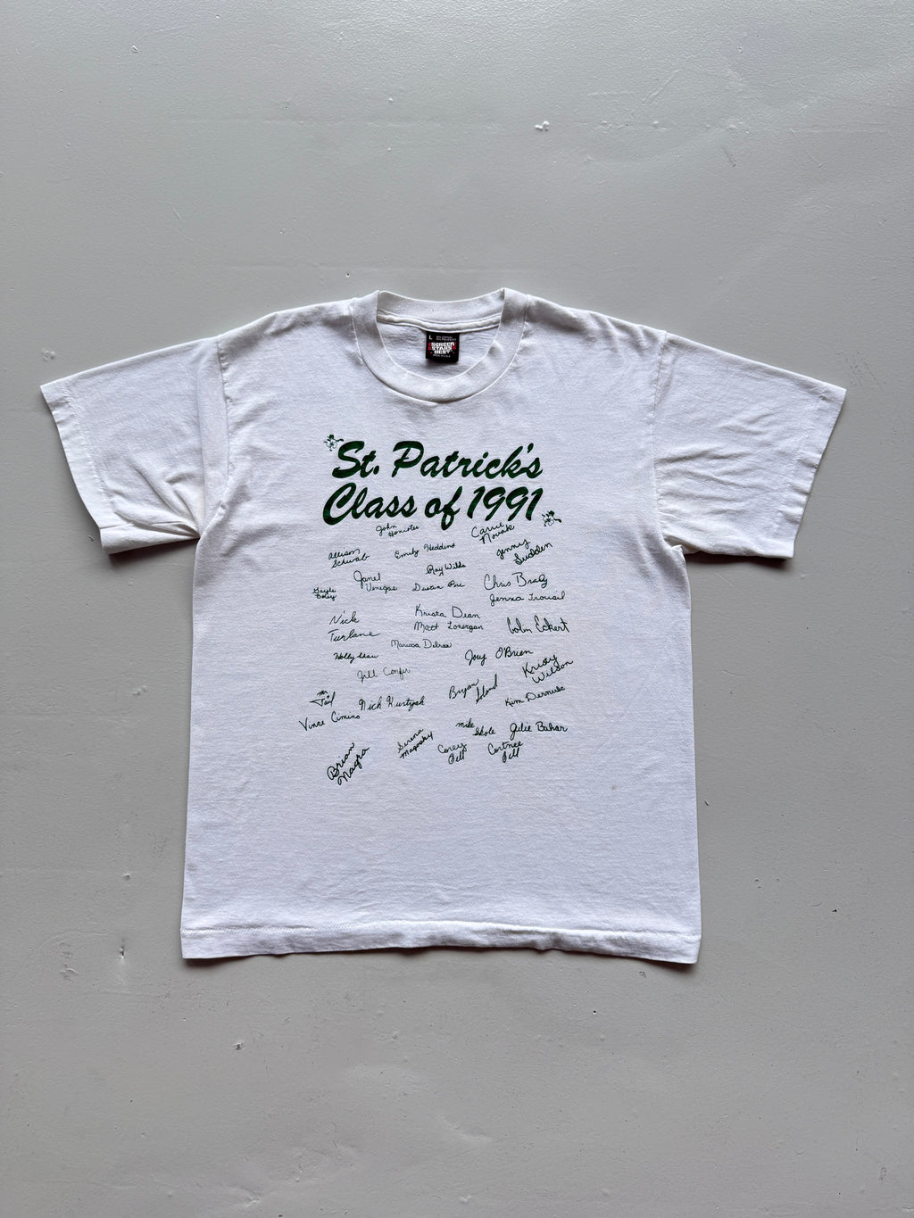 White Saint Patricks 90's Vintage Single Stitch Graphic T-Shirt - Small